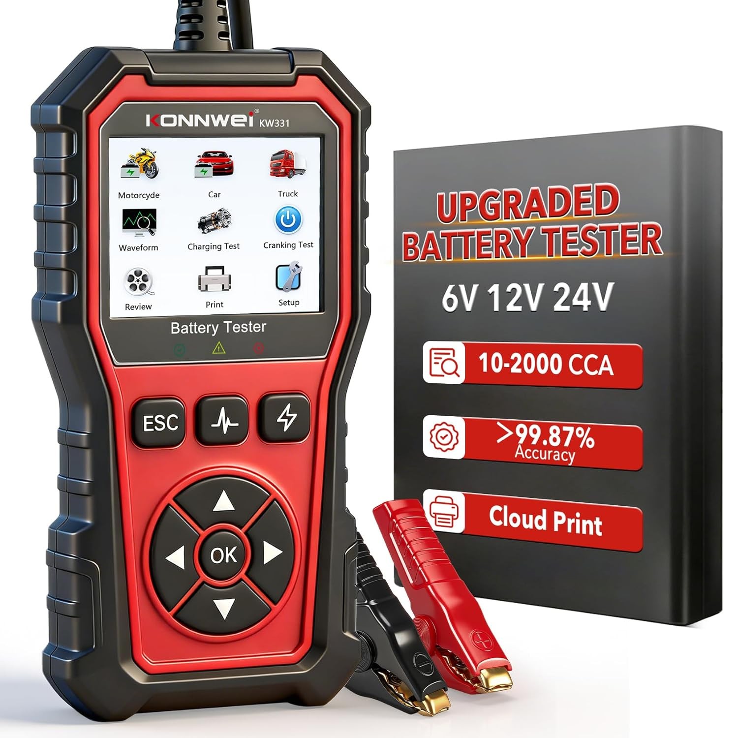 12V 24V 6V Automotive Battery Load Tester 2.8" TFT CCA Multi Voltage Tester Tool