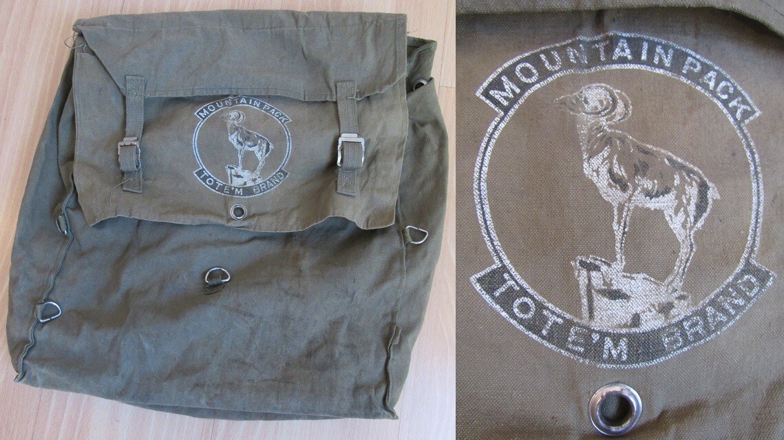 AUTHENTIC 1940's 1950's backpack MOUNTAIN PACK rucksack canvas TOTE'M BRAND