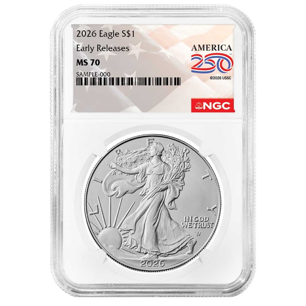 2026 $1 American Silver Eagle NGC MS70 ER American 250th Anniversary Label