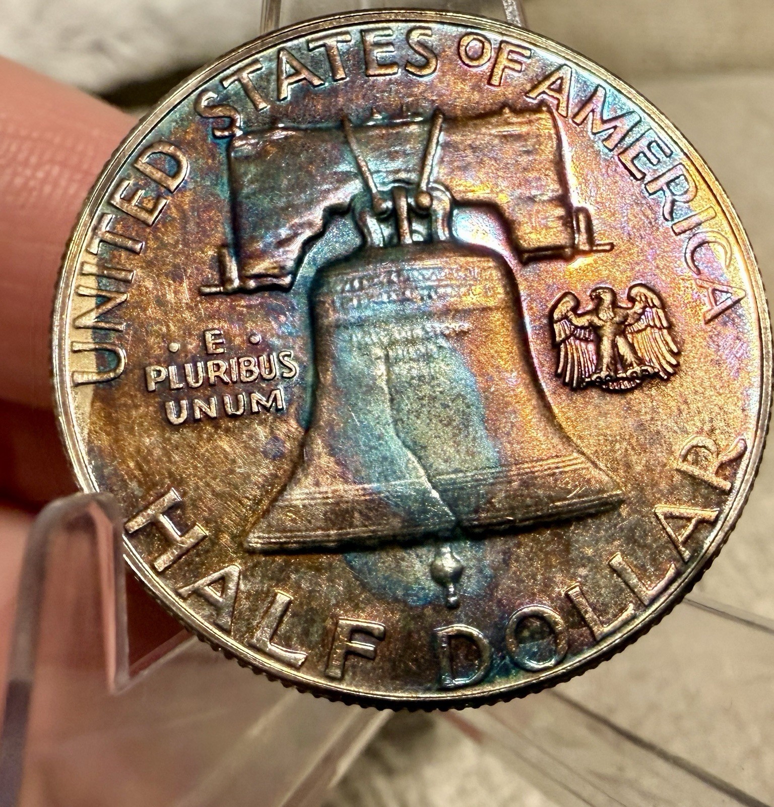 1963 Franklin Half Dollar Pristine Gem Proof Rainbow Toned