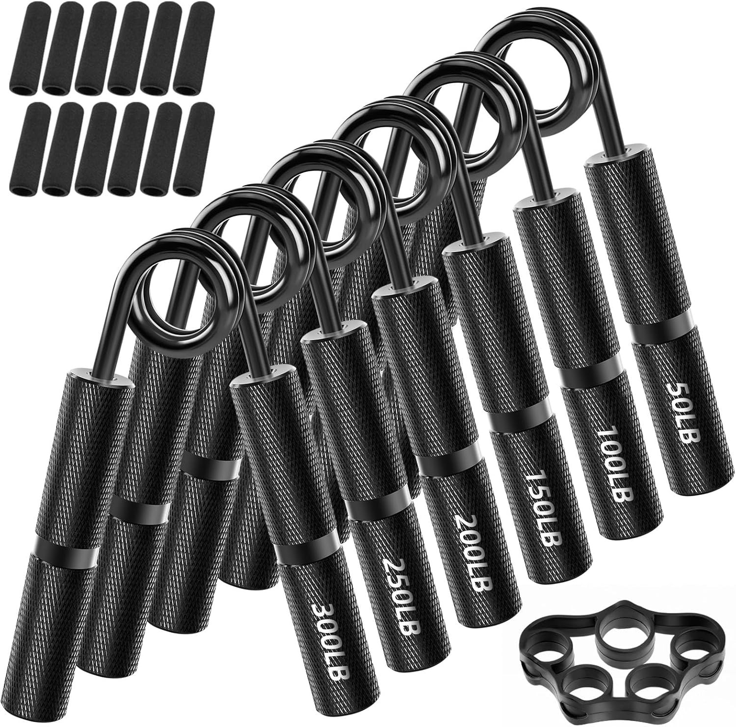 Hand Grip Strengthener Set, 6-Pack 50LB to 300LB Hand Grips Finger Strengthener,