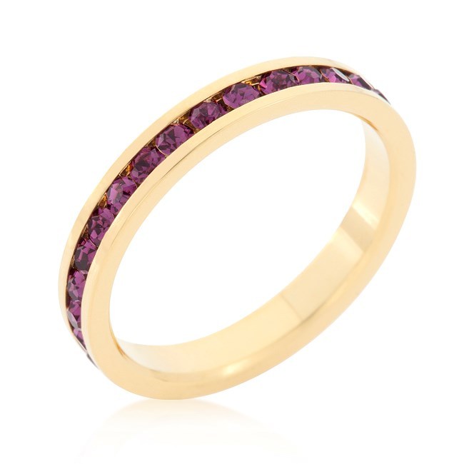 18K GOLD EP AMETHYST ROUND ETERNITY RING   sizes 5-10 u choose