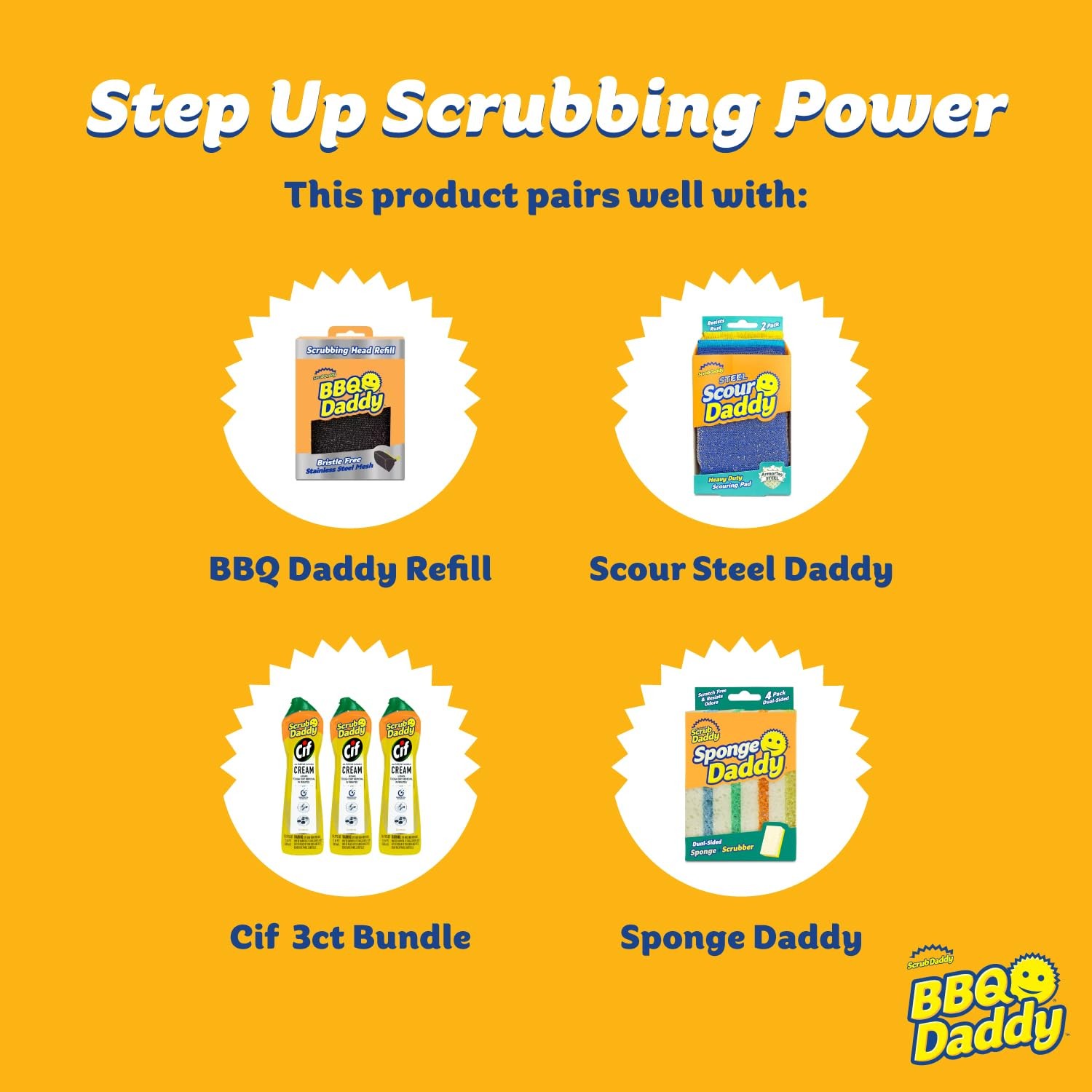 Scrub Daddy BBQ Daddy Grill Brush - Bristle-Free Scraper & Scrub Power
