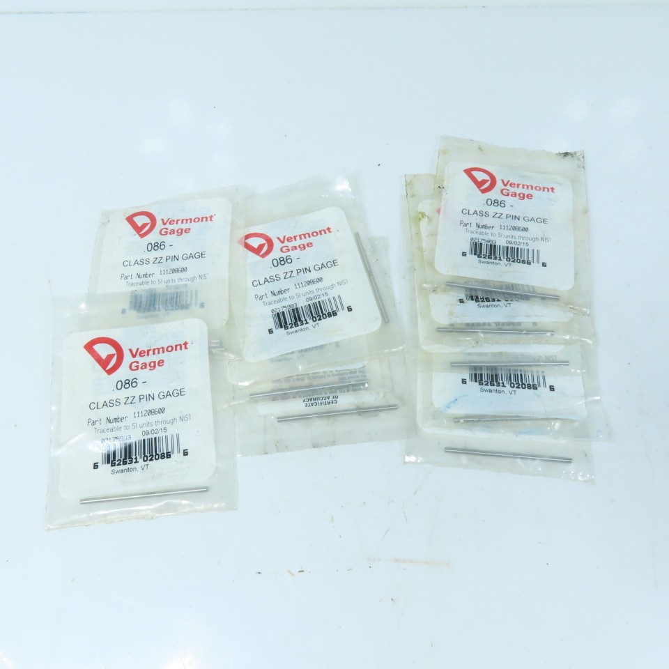 Vermont Gage 111208600 Class ZZ Individual Pin Gage .086"- Lot Of 12