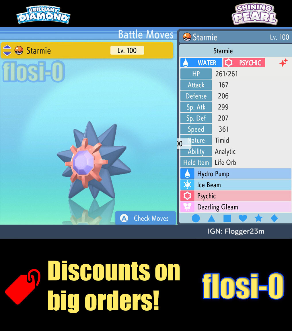 6IV Shiny Starmie Pokemon Brilliant Diamond and Shining Pearl