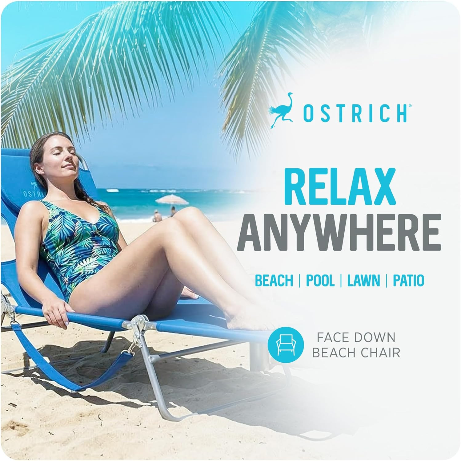 Ostrich the Original Chaise 72 X 22 Inch Lounge Portable Reclining Lounger, Outd