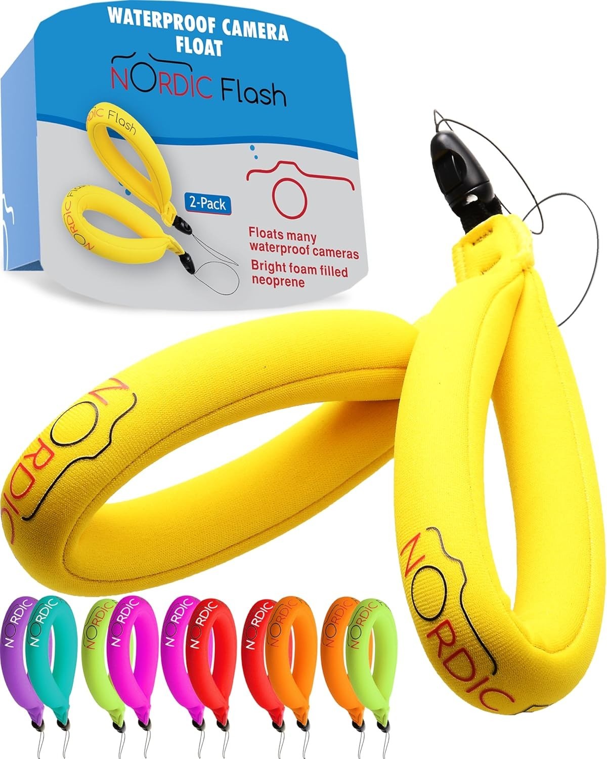 Bright Yellow Float Straps for Cameras 2-Pack