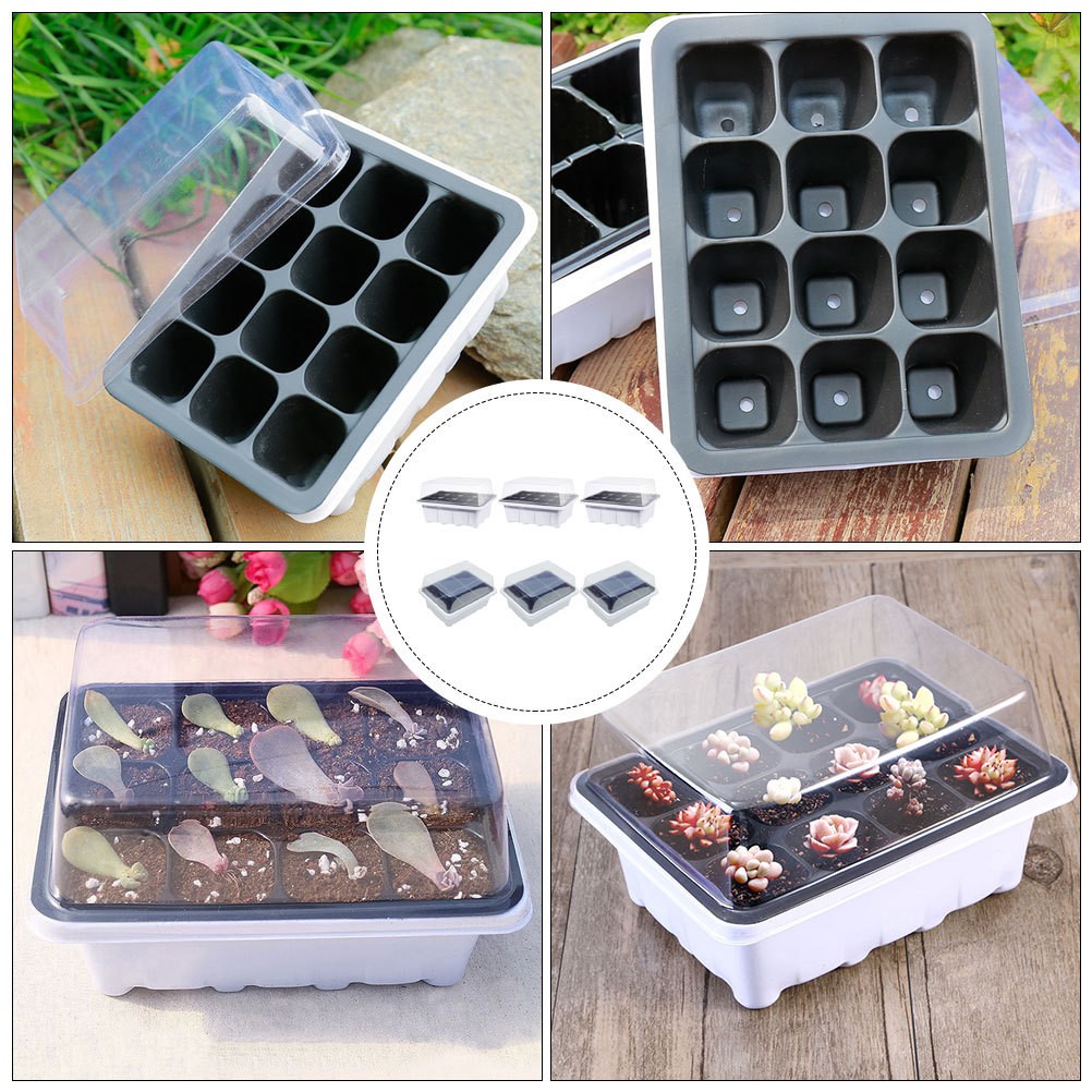 6 Pcs Vegetable Nursery Trays Plastic Plant Starter Boxes for Garden Use