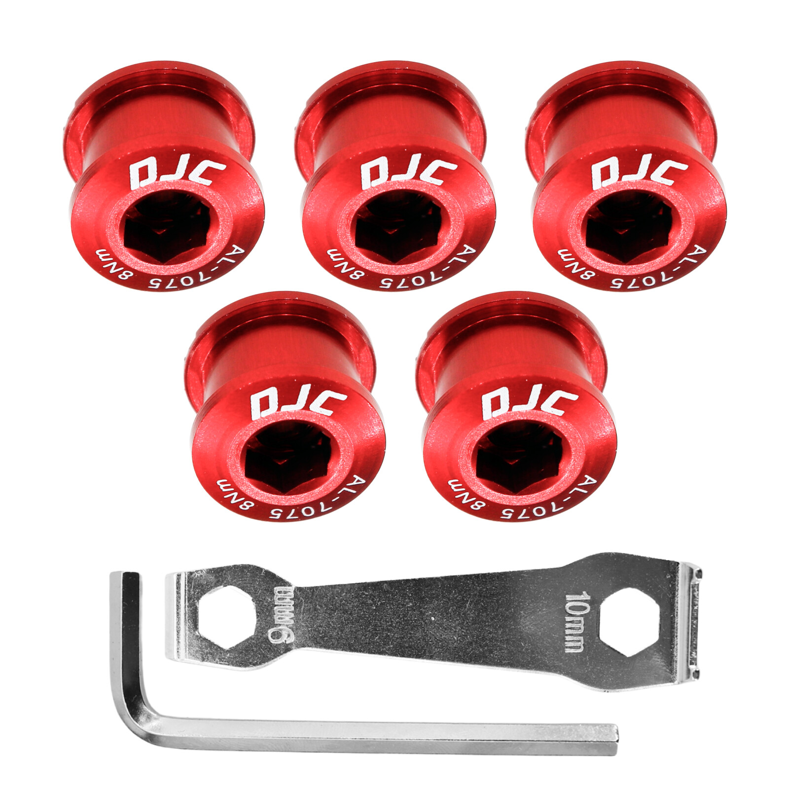 DJC Bike Chainring Bolts 5pcs with 2 Wrenchs Aluminum Steel Single Double Screws