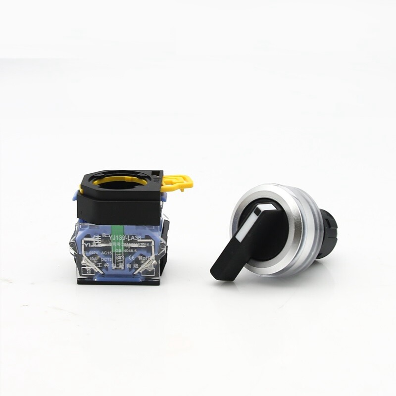 30mm Selector Rotary 3position Long handle push Button Switch 2NO Silver contact