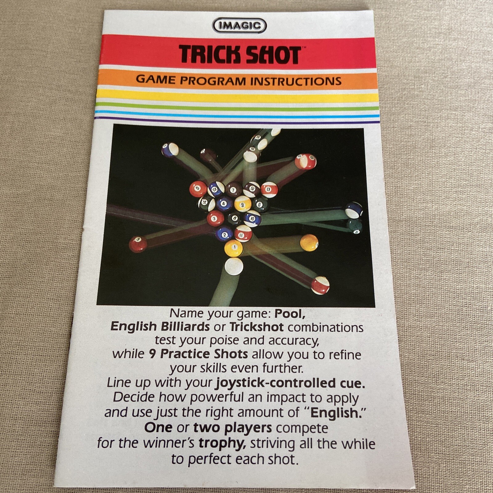 Trick Shot (Atari 2600, 1982) Game Program Instructions ONLY Manual Booklet +