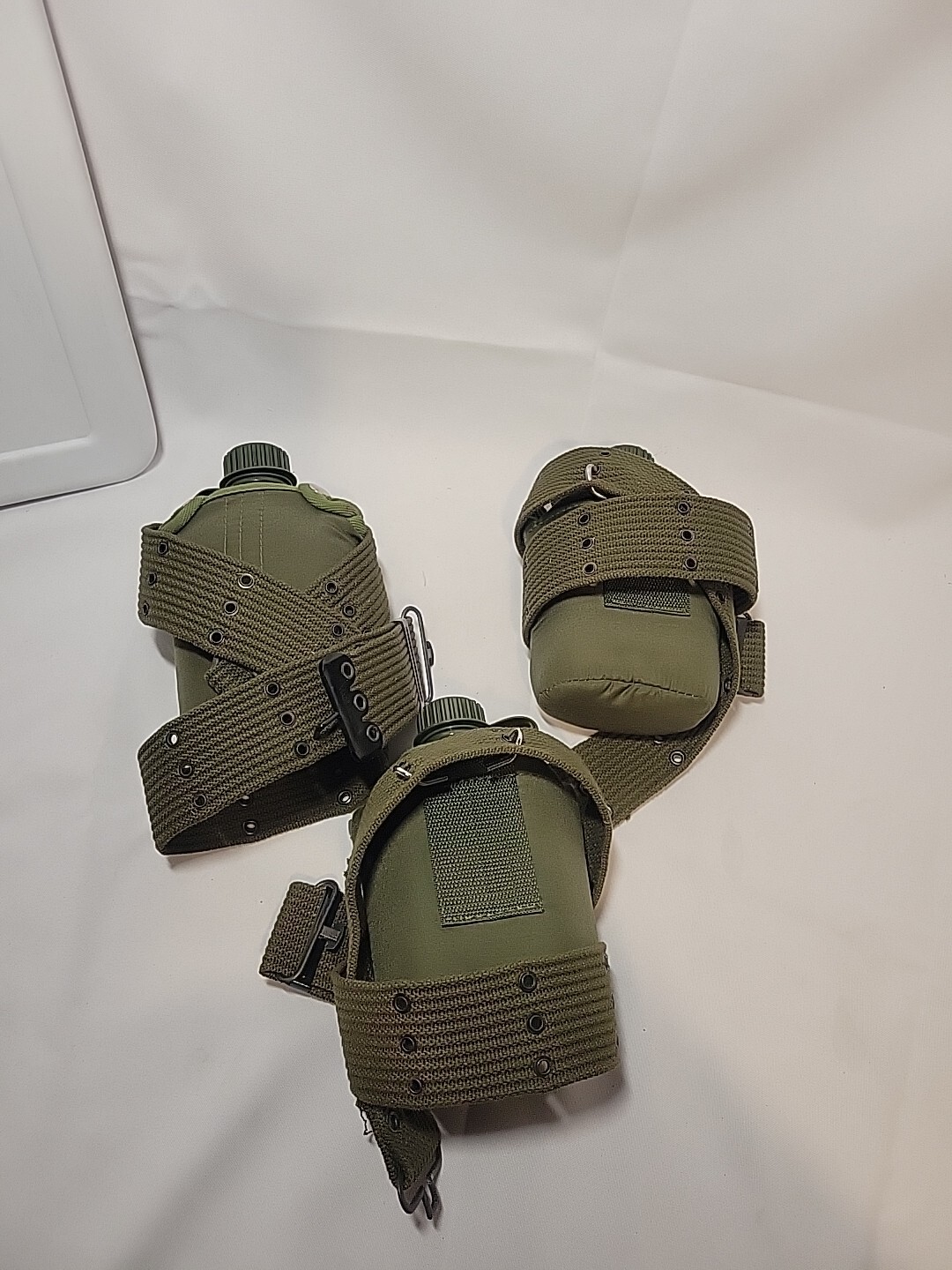 Lot Of 3 Coleman Canteens With Cover/ Belt Camping Army Green Hiking Walking