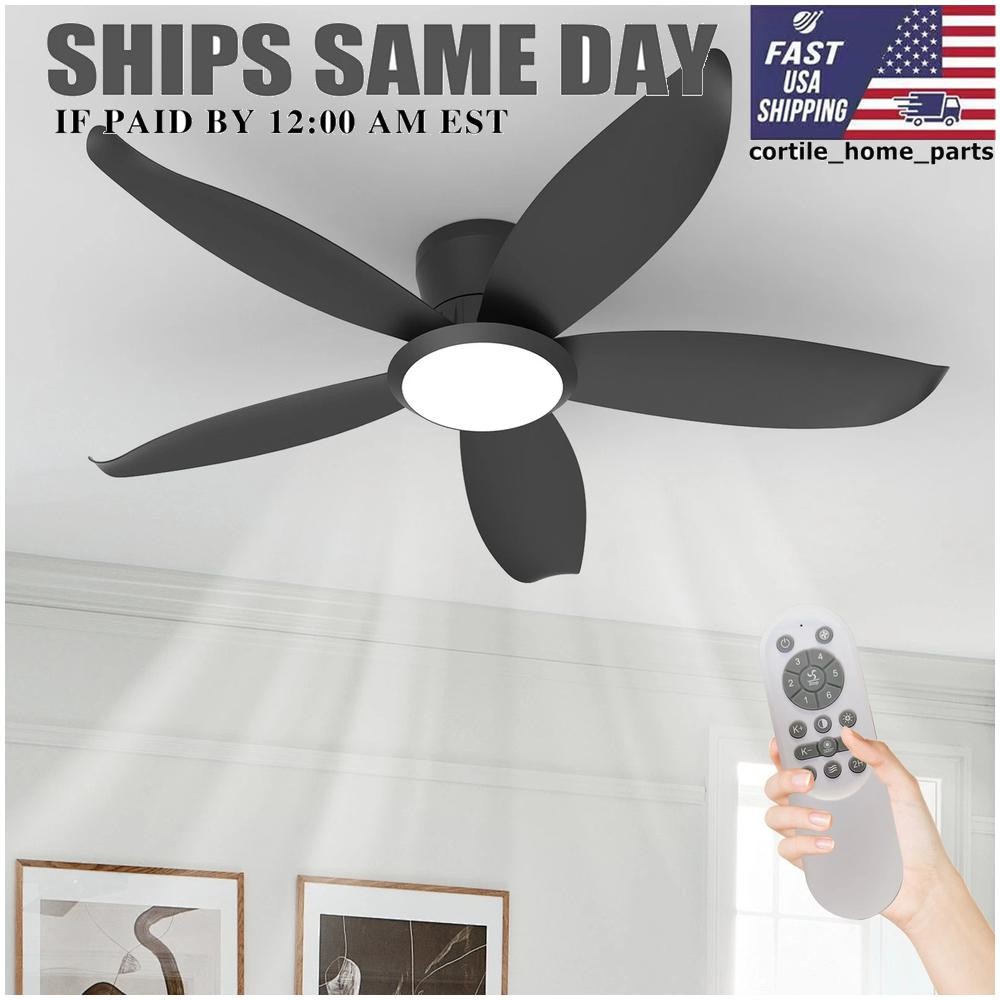 42'' Brushed Nickel Low Profile Ceiling Fan Light w/ Remote 6 Speed Dimable LED