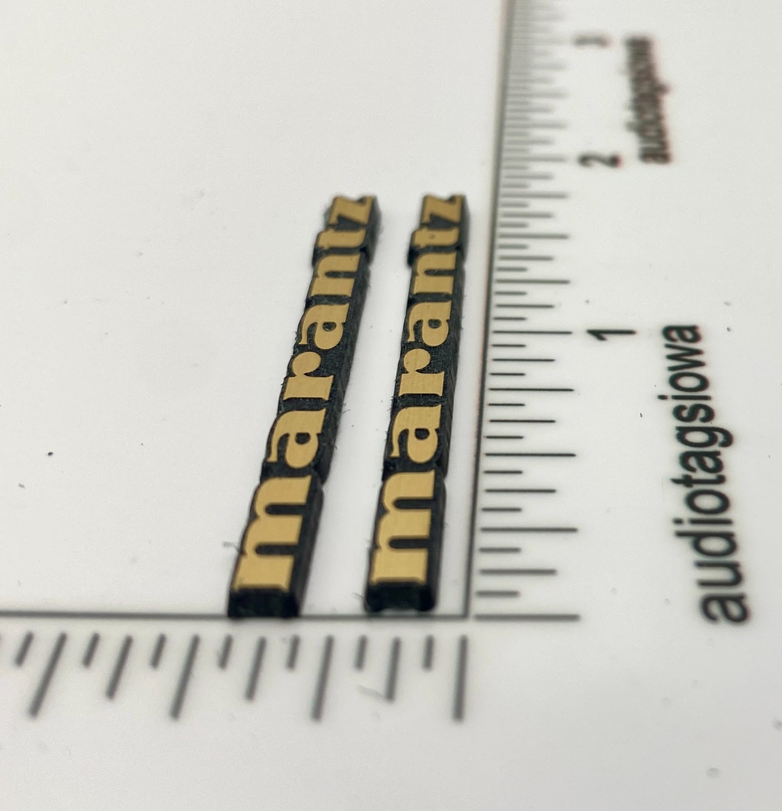Marantz Custom Made Gold Incised Speaker Badge Logo Emblems Pair SMALL VERSION