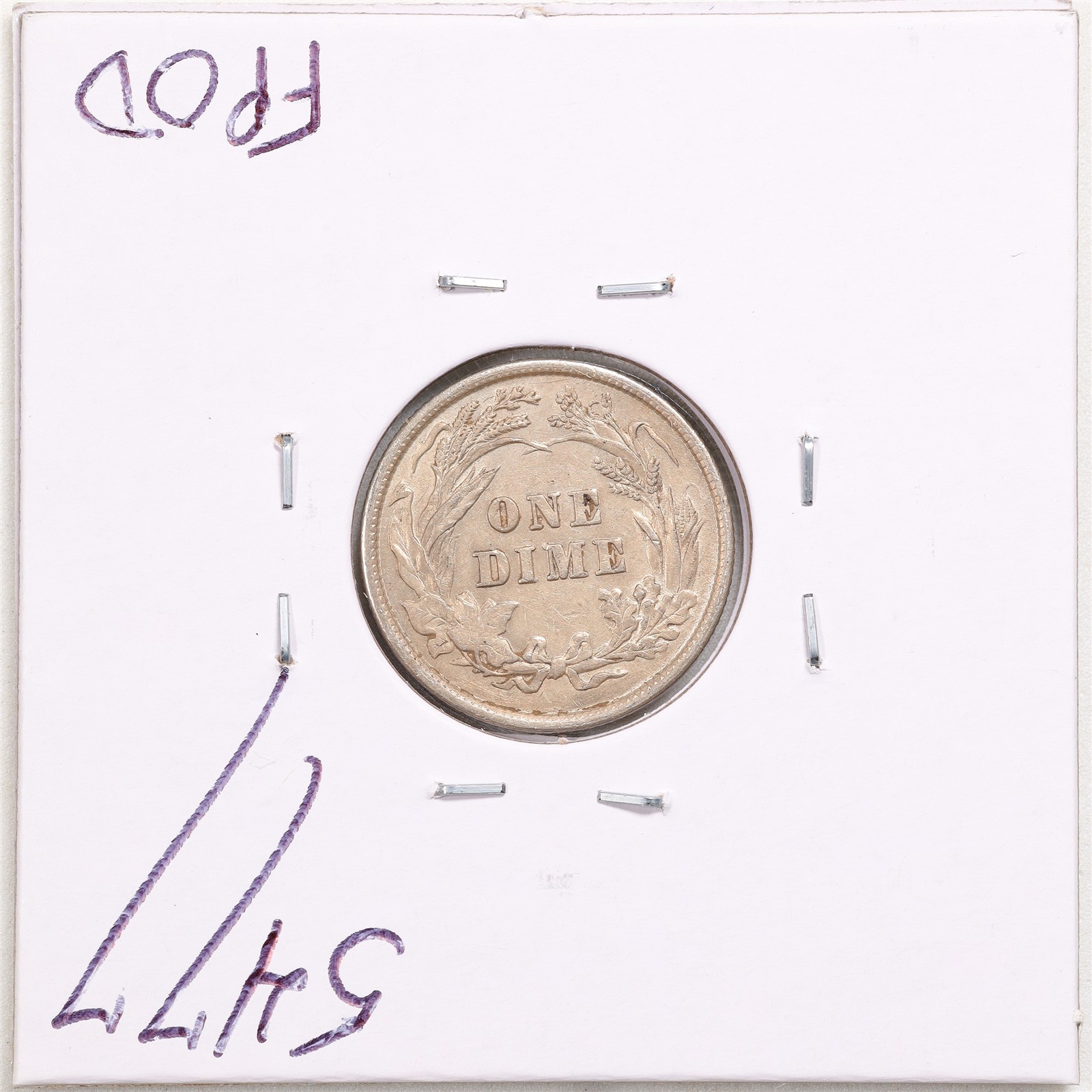 1899 10C Barber Dime with AU Detail Obverse Cleaned #5477