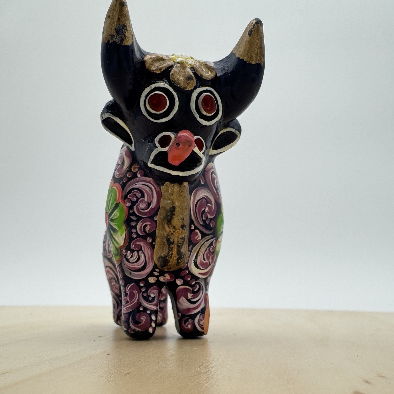 Hand Painted Torito de Pucara Peruvian Ceramic Bull Unique Home Decor & Gift 3in