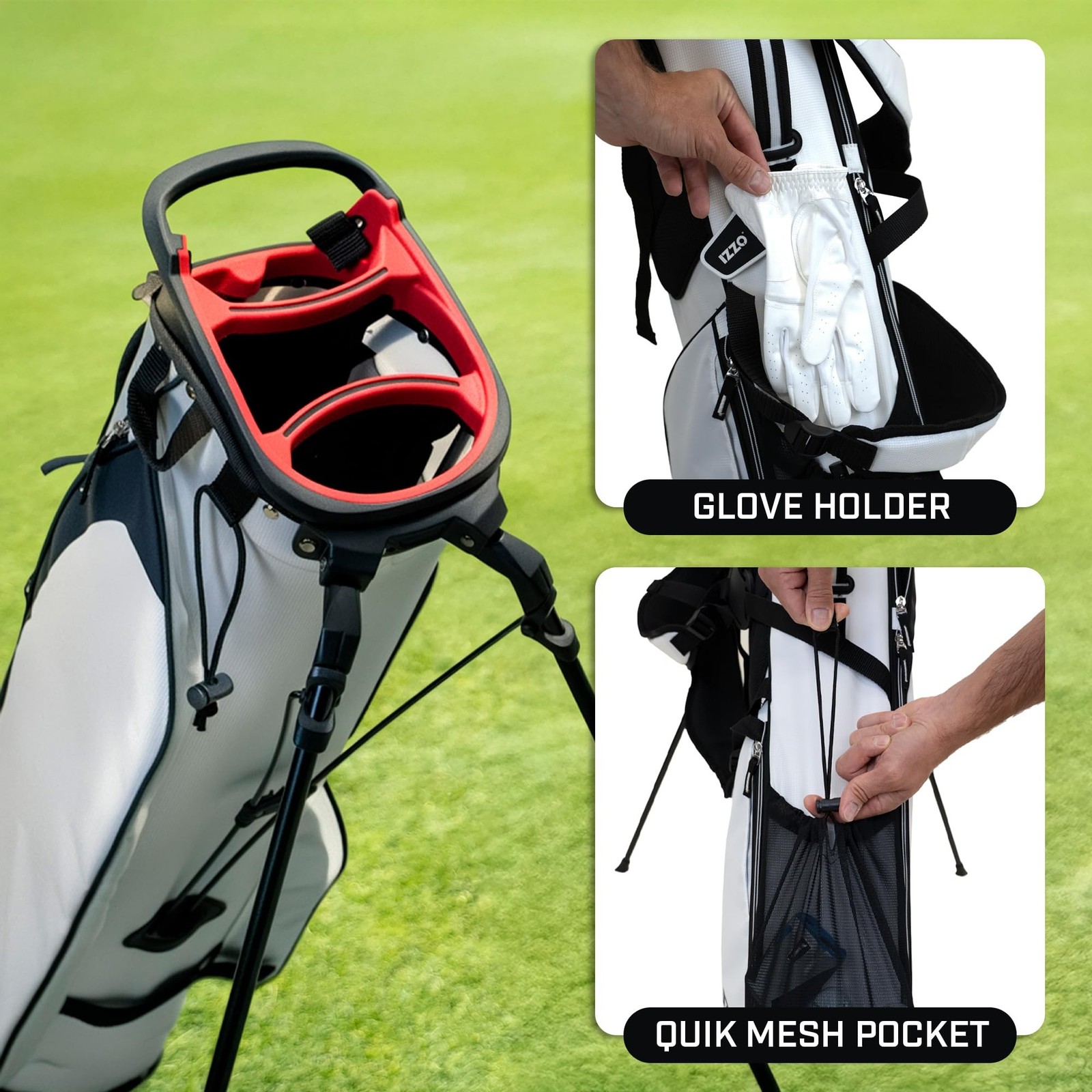 Izzo Quick 9 Golf Stand Bag White