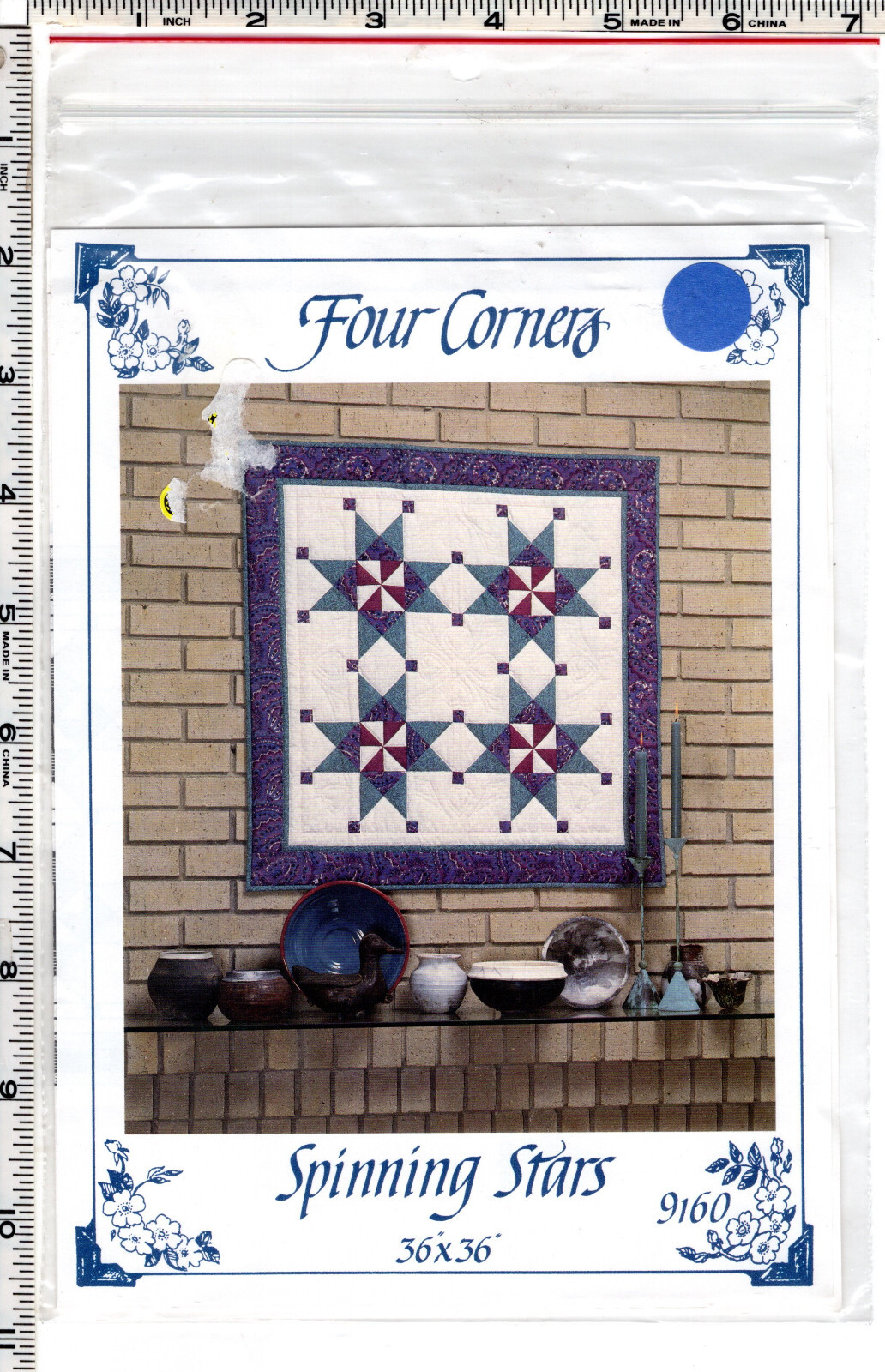 "Spinning Stars" Four Corners Quilting Sewing Craft Pattern # 9160 UNCUT