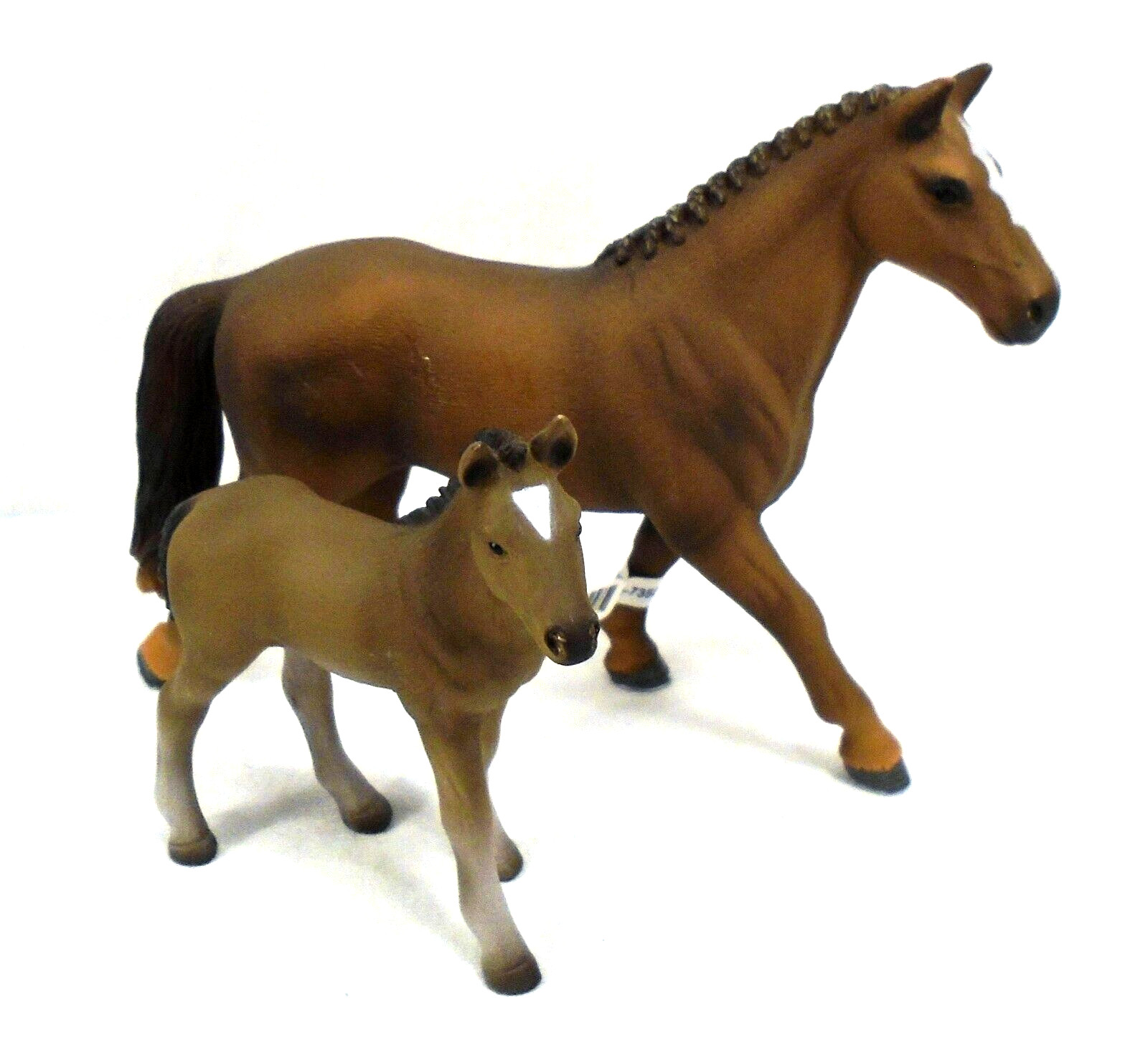 Schleich Brown Hanoverian Mare 2012 13729 & Foal 2003 13277 Model Horses Figures
