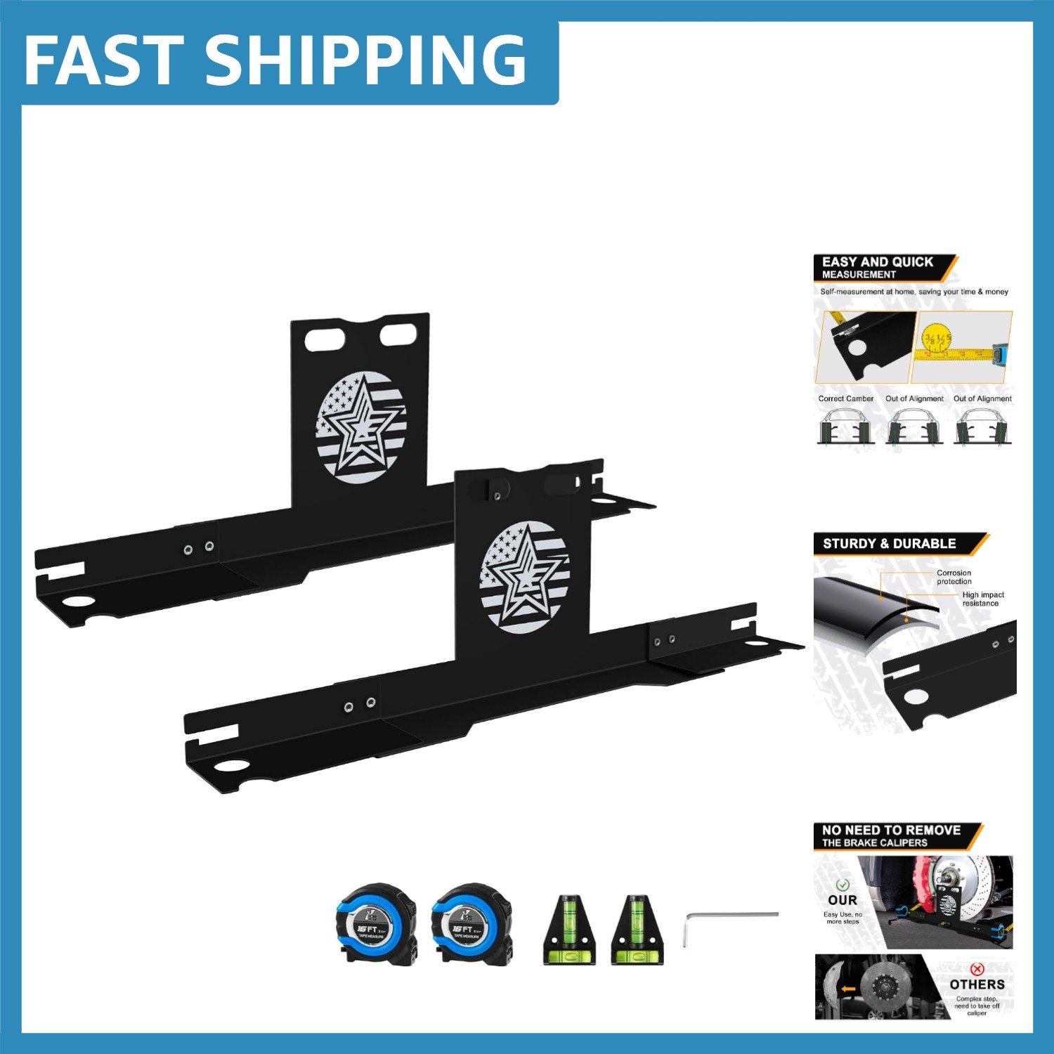 Upgraded Wheel Alignment Tool Kit with Stainless Steel Plates for All Vehicles