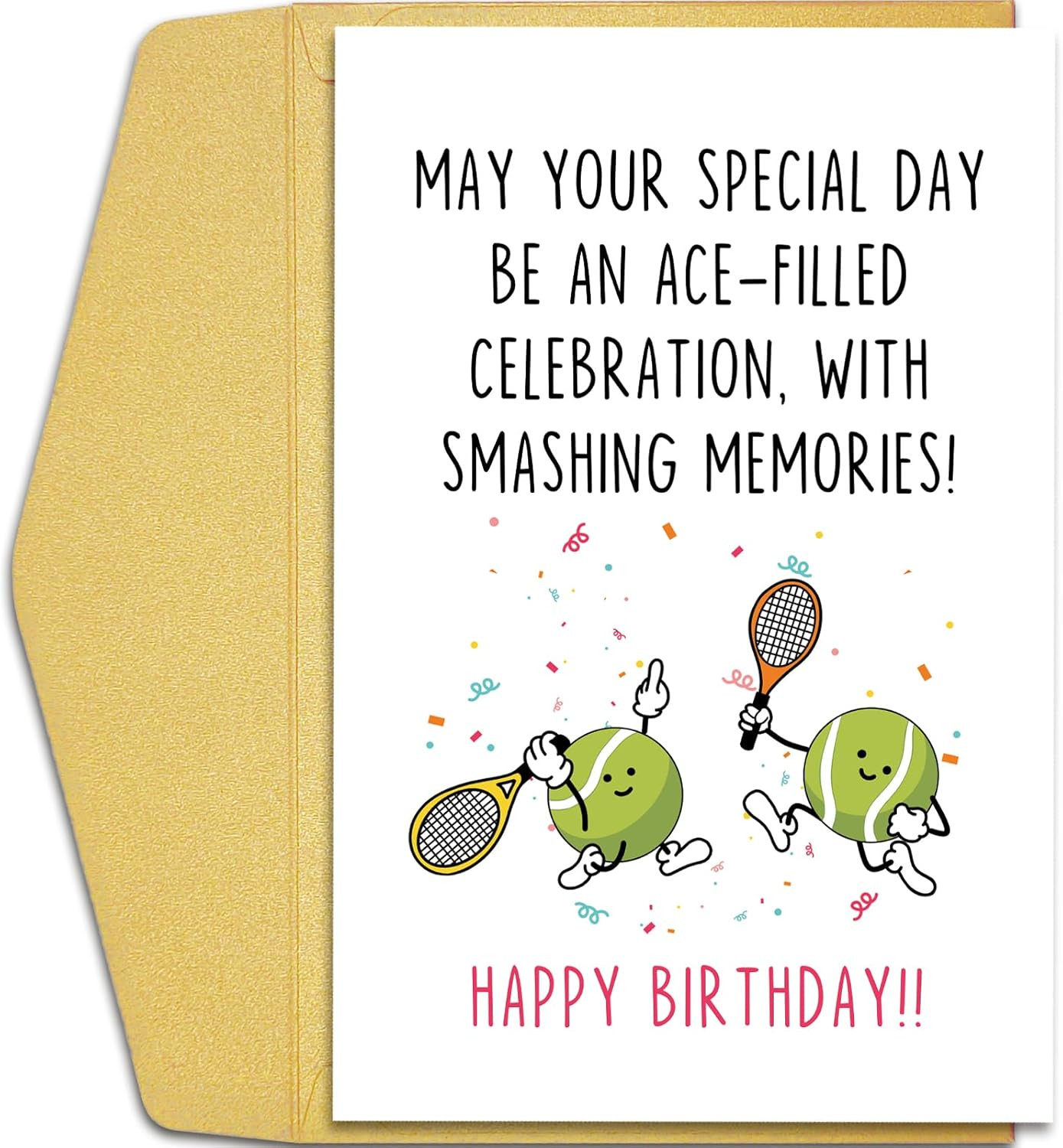 Cute Tennis Birthday Card Gift for Him Her, Funny Birthday Card Gift for Kids Bo
