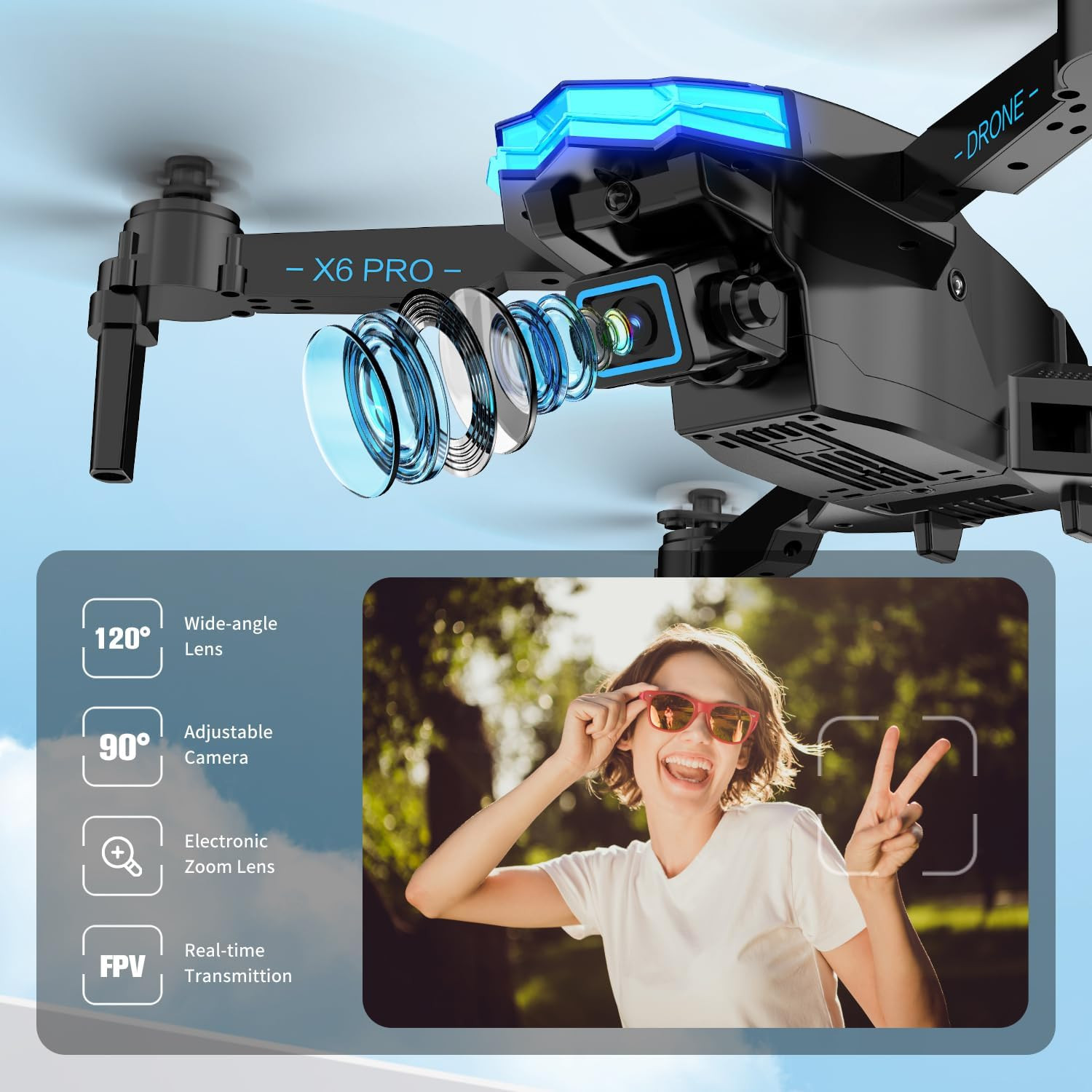 Drone with Camera 1080P with Brushless Motor Drone for Beginner, Long Fly Time,