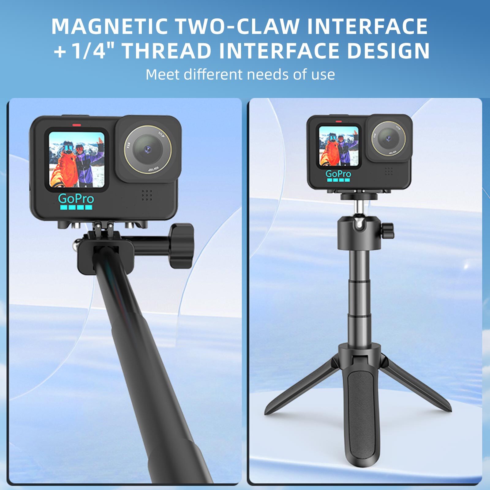 Foldable Magnetic Quick Release Mount for GoPro 12 11 10 9 8 Adapter Replace US