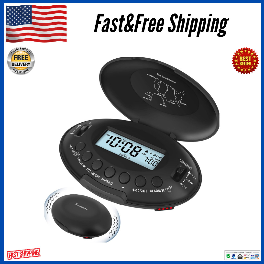 DreamSky Vibrating Alarm Clock for Heavy Sleepers - Auto Set Bed Shaker, USA NEW