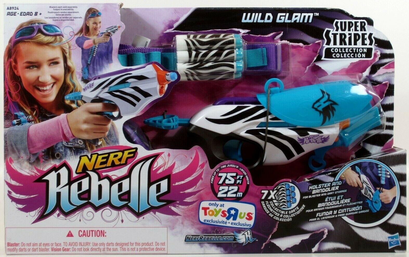 Hasbro Nerf Rebelle Super Stripes Collection Wild Glam FOAM DART BLASTER Set