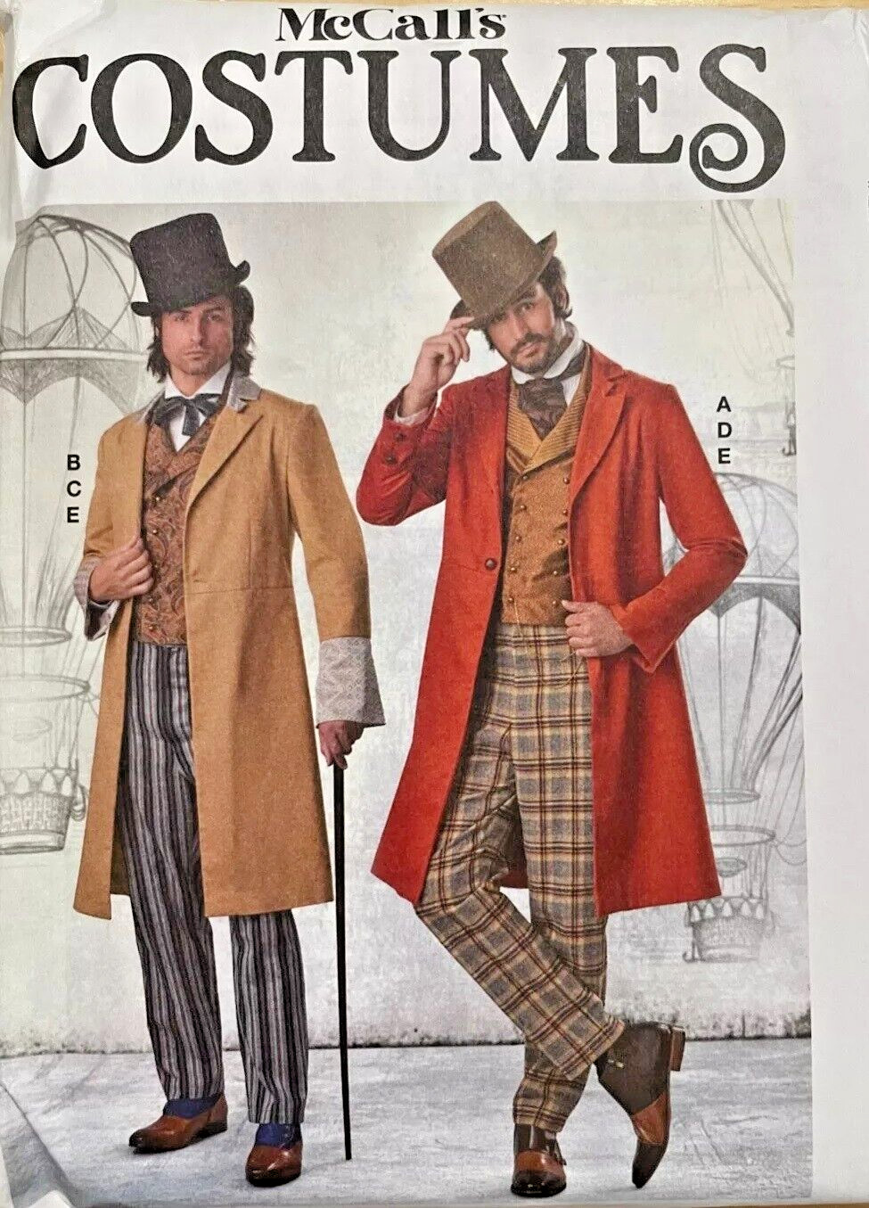 McCalls M8185 Men Victorian Era Costume Slim Coat Vest Pants Sewing Pattern NEW