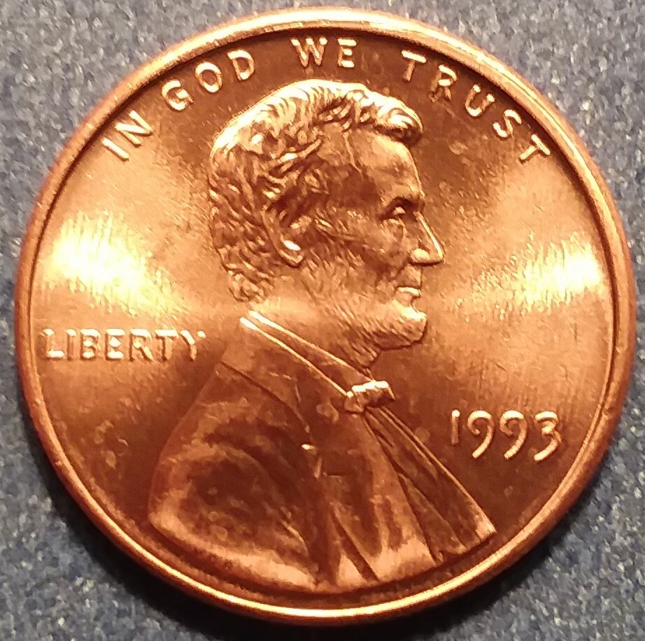 1993-P Brilliant Uncirculated Lincoln Cent.  Ships Free.  BU condition.