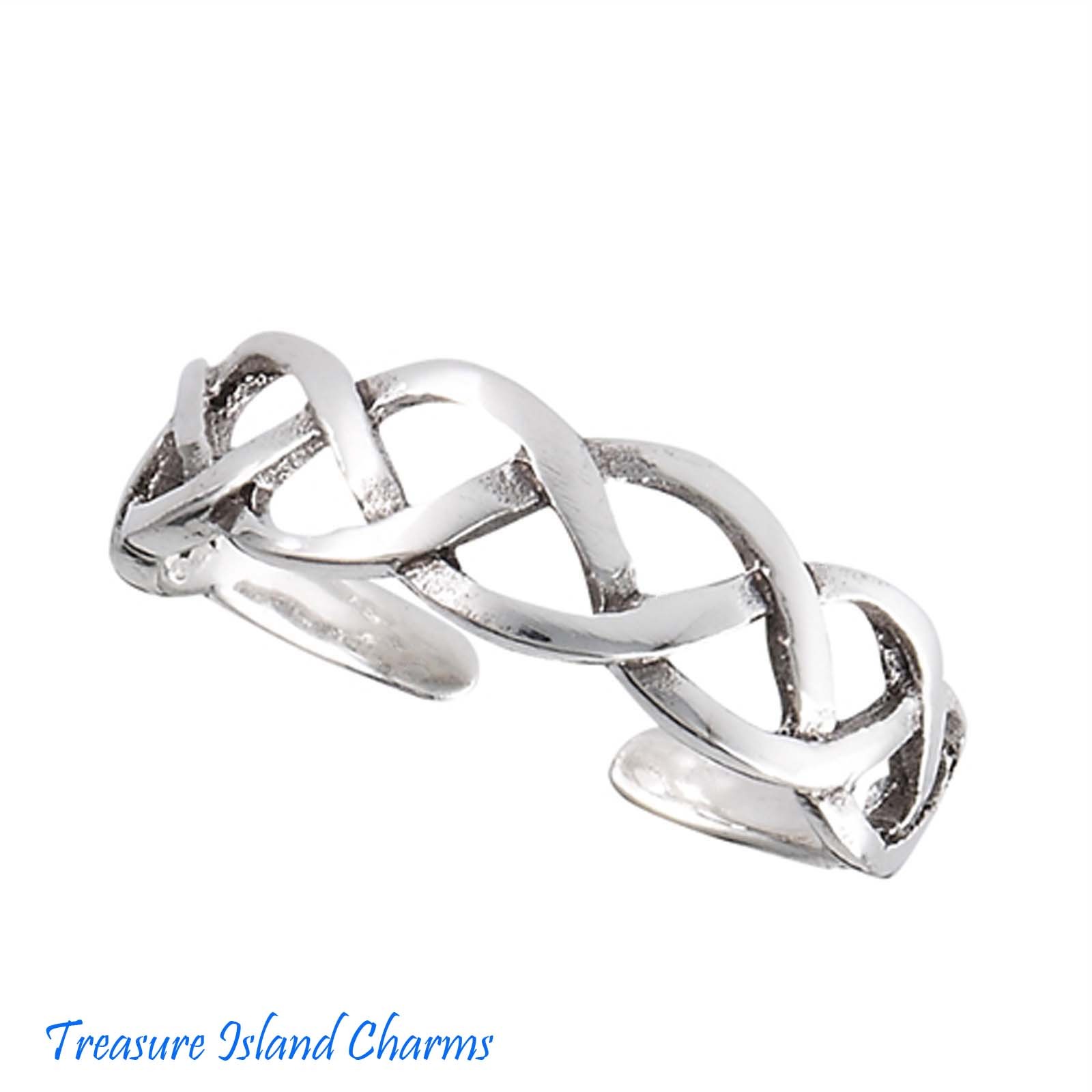 Celtic Weave Braid Twist 925 Sterling Silver Adjustable Toe or Pinkie Ring
