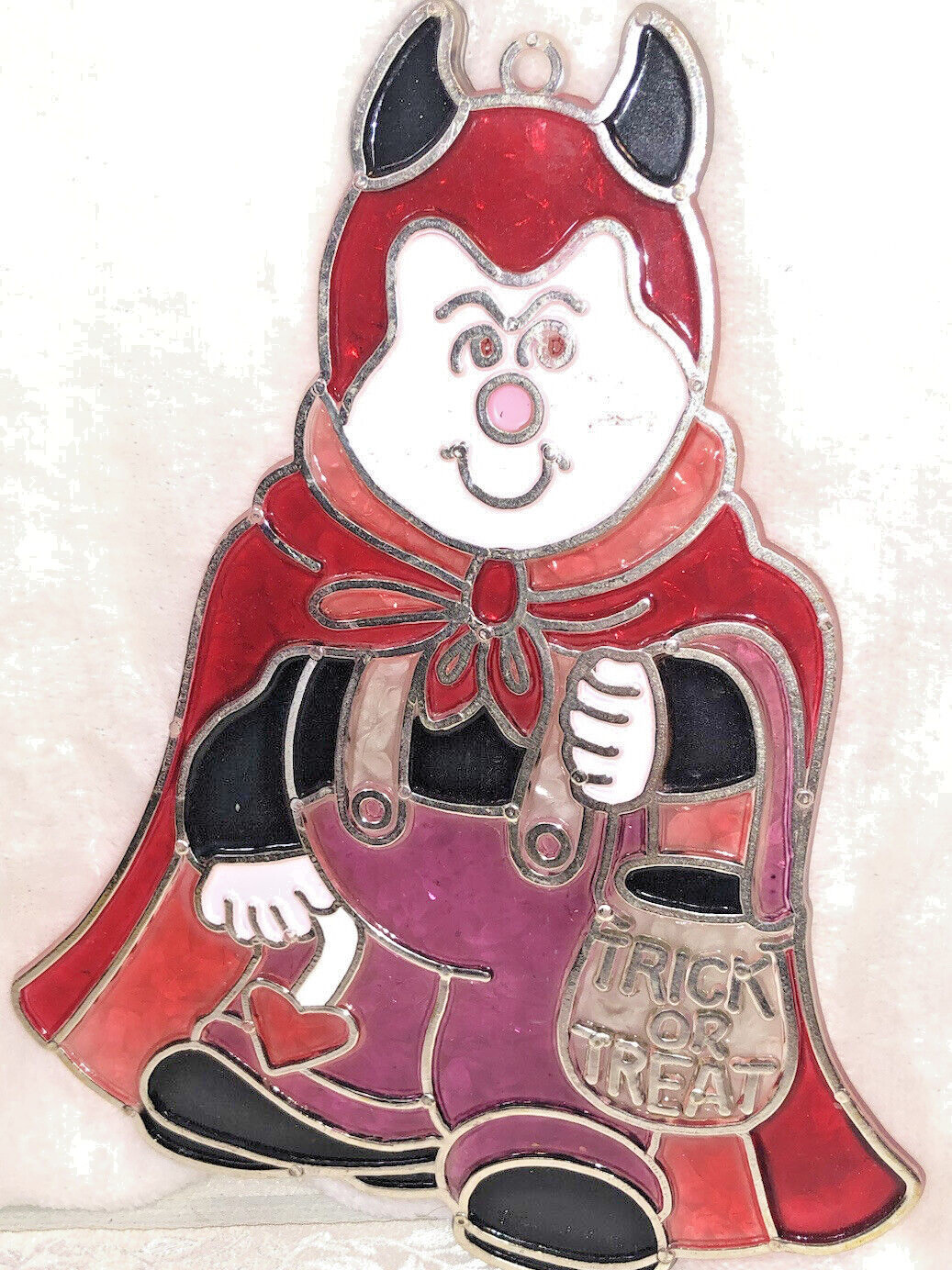 Vintage Halloween Stained Glass Suncatcher Window Ornament Decoration Tricktreat