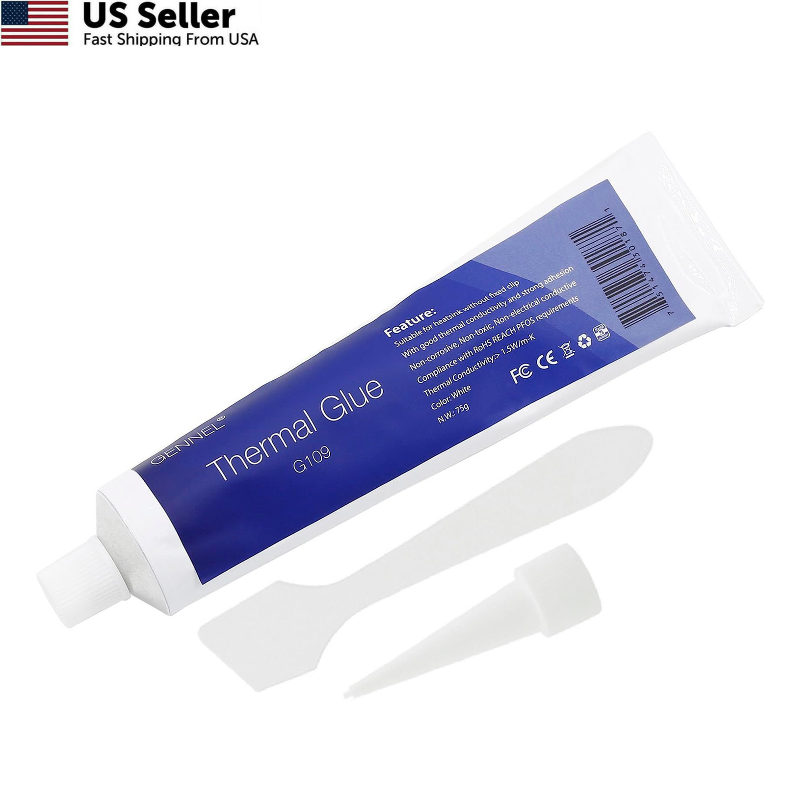 GENNEL G109 75Grams Thermal Glue, Conductive Plaster, Silicone White