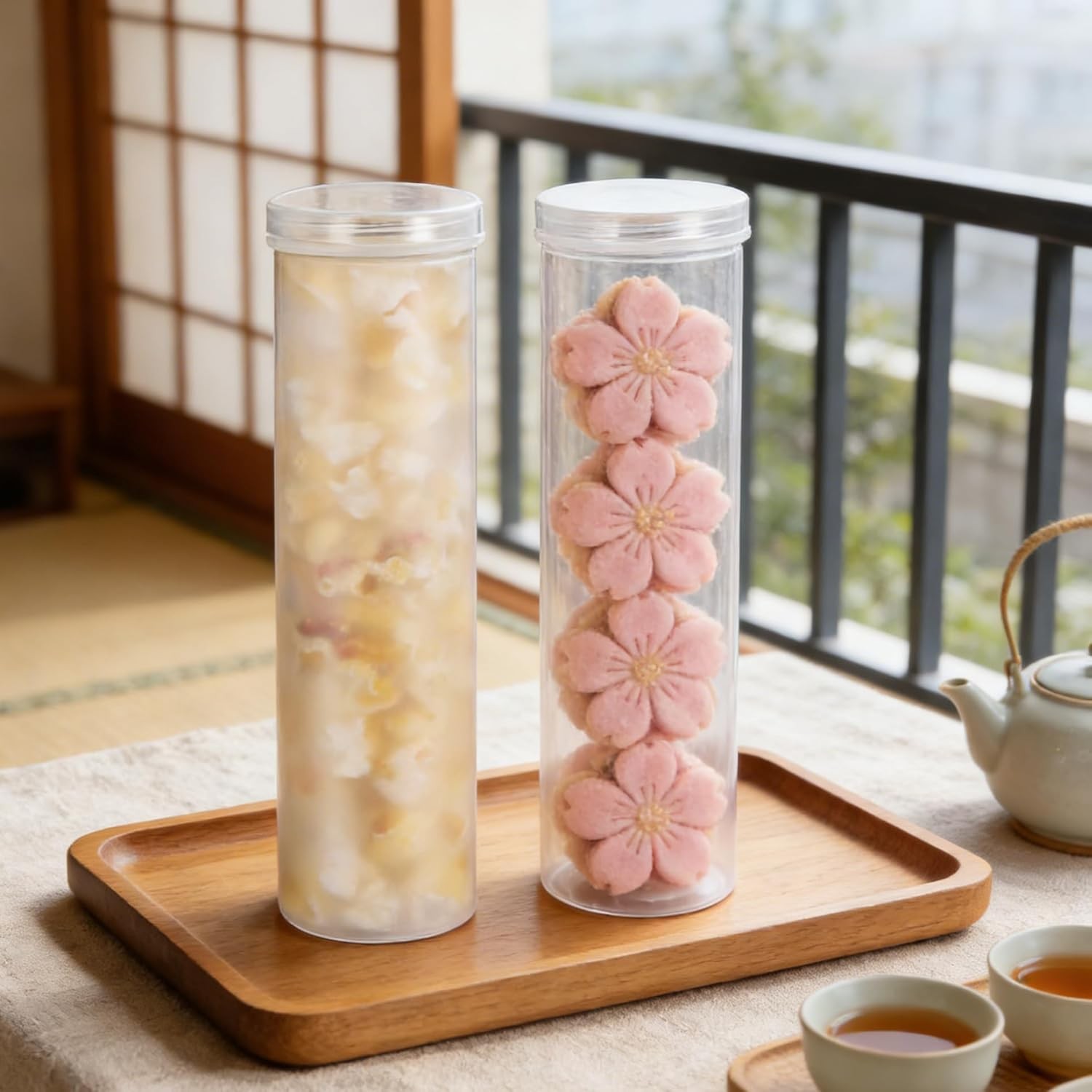 2Pcs Clear Cylinder Cookie Containers Airtight Cookie Holder Stora Box