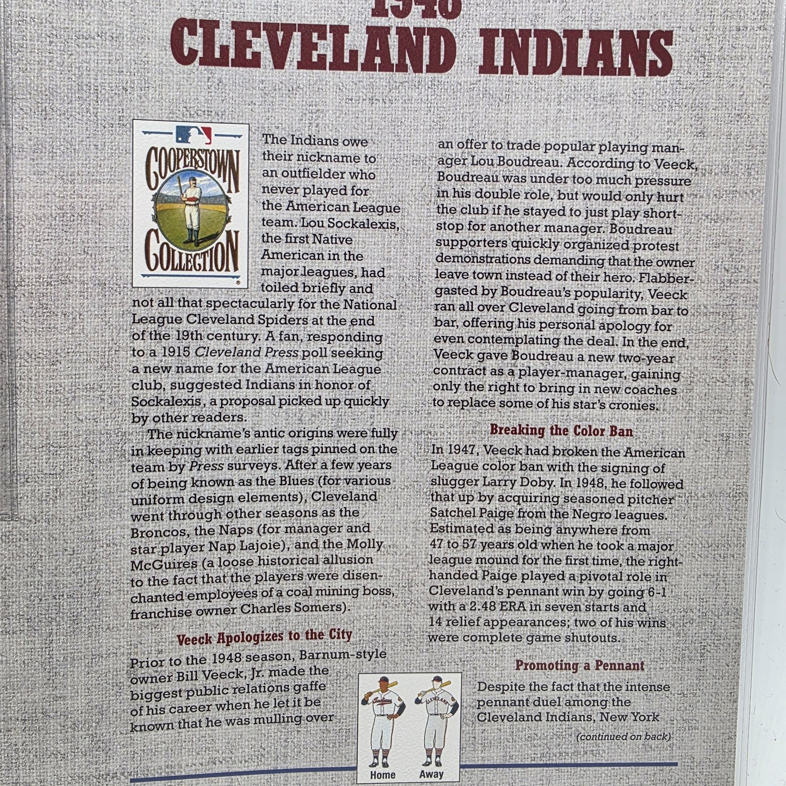 1948 Cleveland Indians MLB Baseball Patch Willabee & Ward Cooperstown Collection