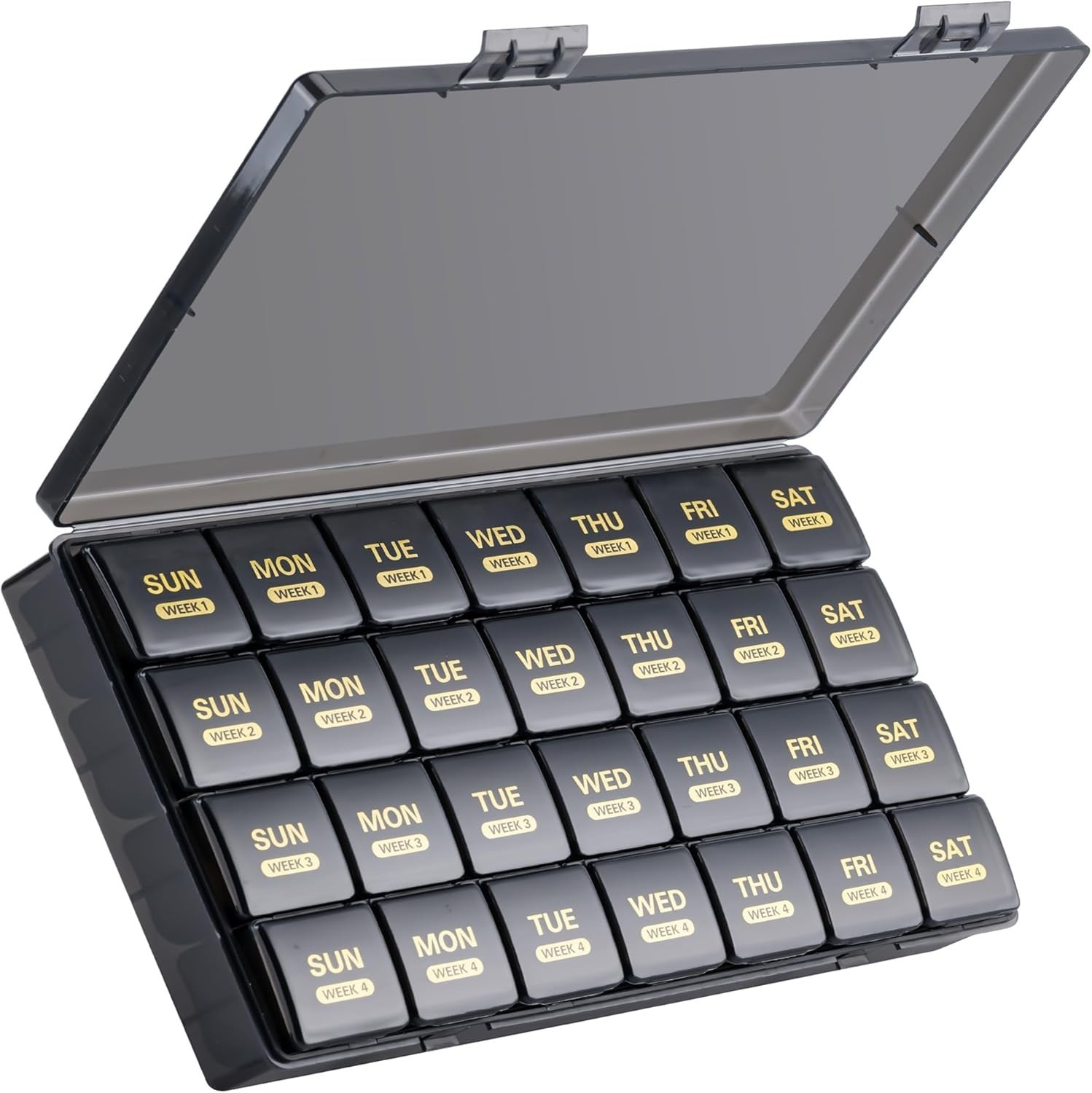 Large Monthly Pill Organizer 28 Days Portable One Month Pill Box Weekly Case