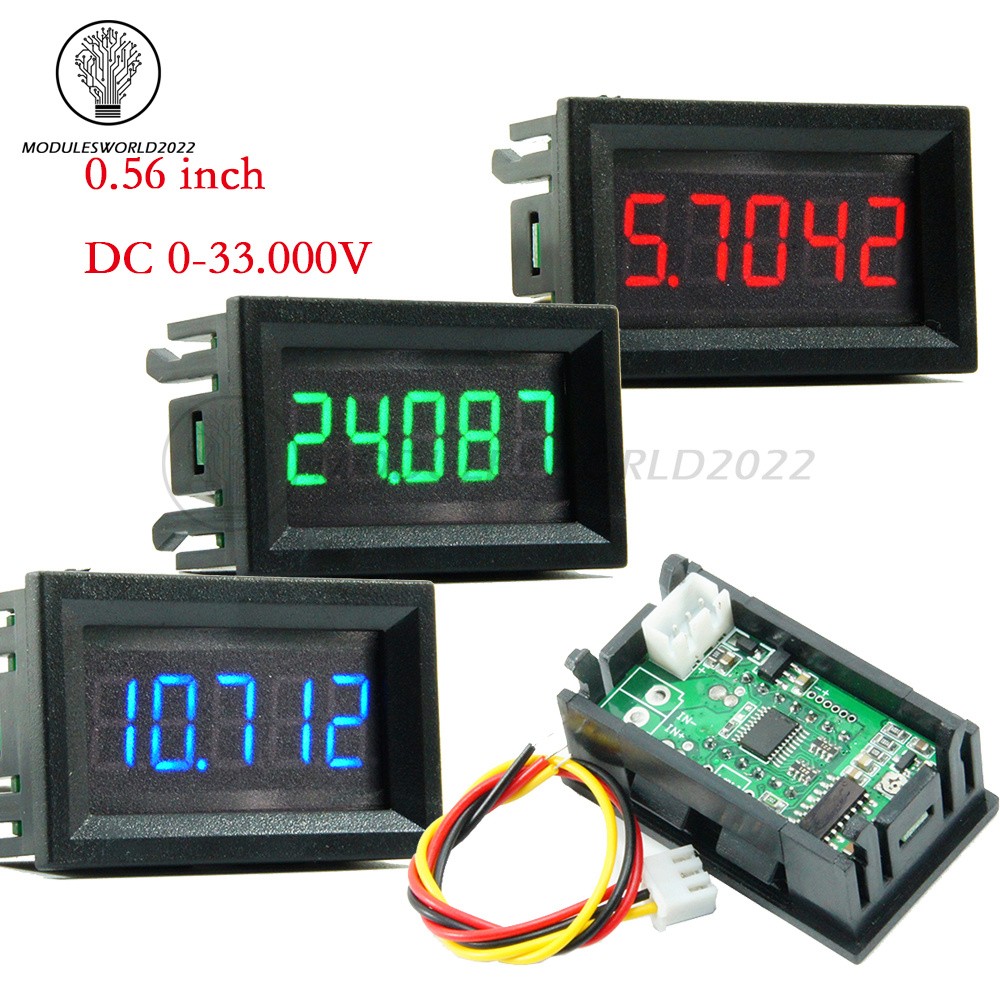 DC0-33V 0.36 inch LED Display 3 Wire 5 Digit High-precision Voltmeter 3 Color