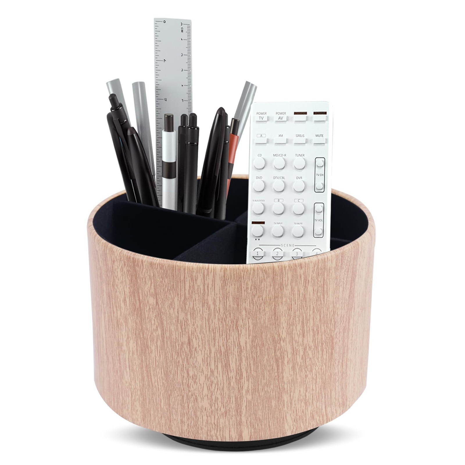 Round Leather Art Supply Organizer,Remote Control Holder,360 Degree Spinning,...