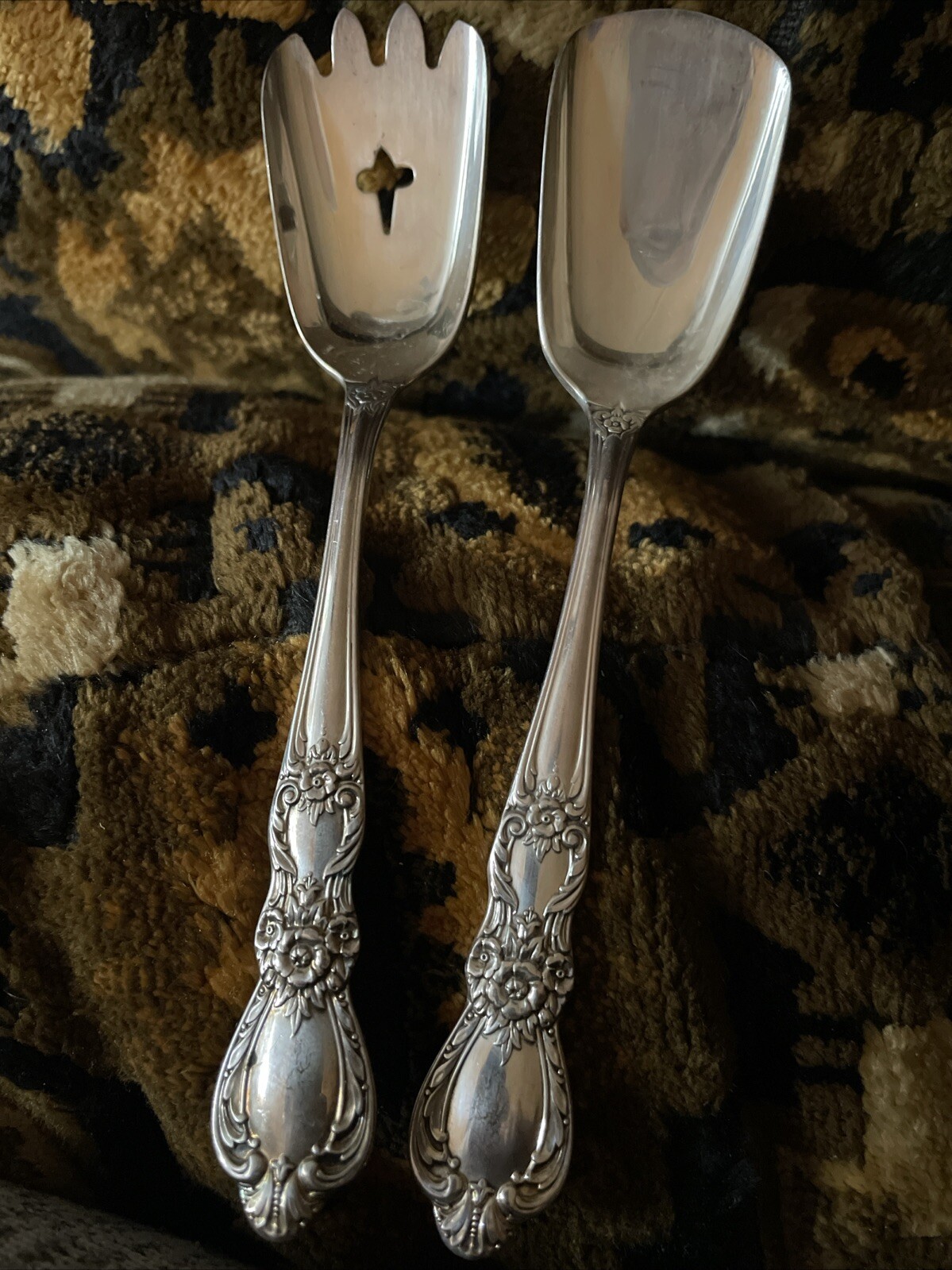 matched set silver plated sugar and jam spoons/spades,1847 Rogers Heritage
