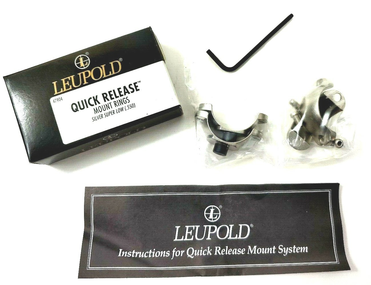 Leupold 47904 Quick Release Mount Rings Detachable .550, Silver, NEW