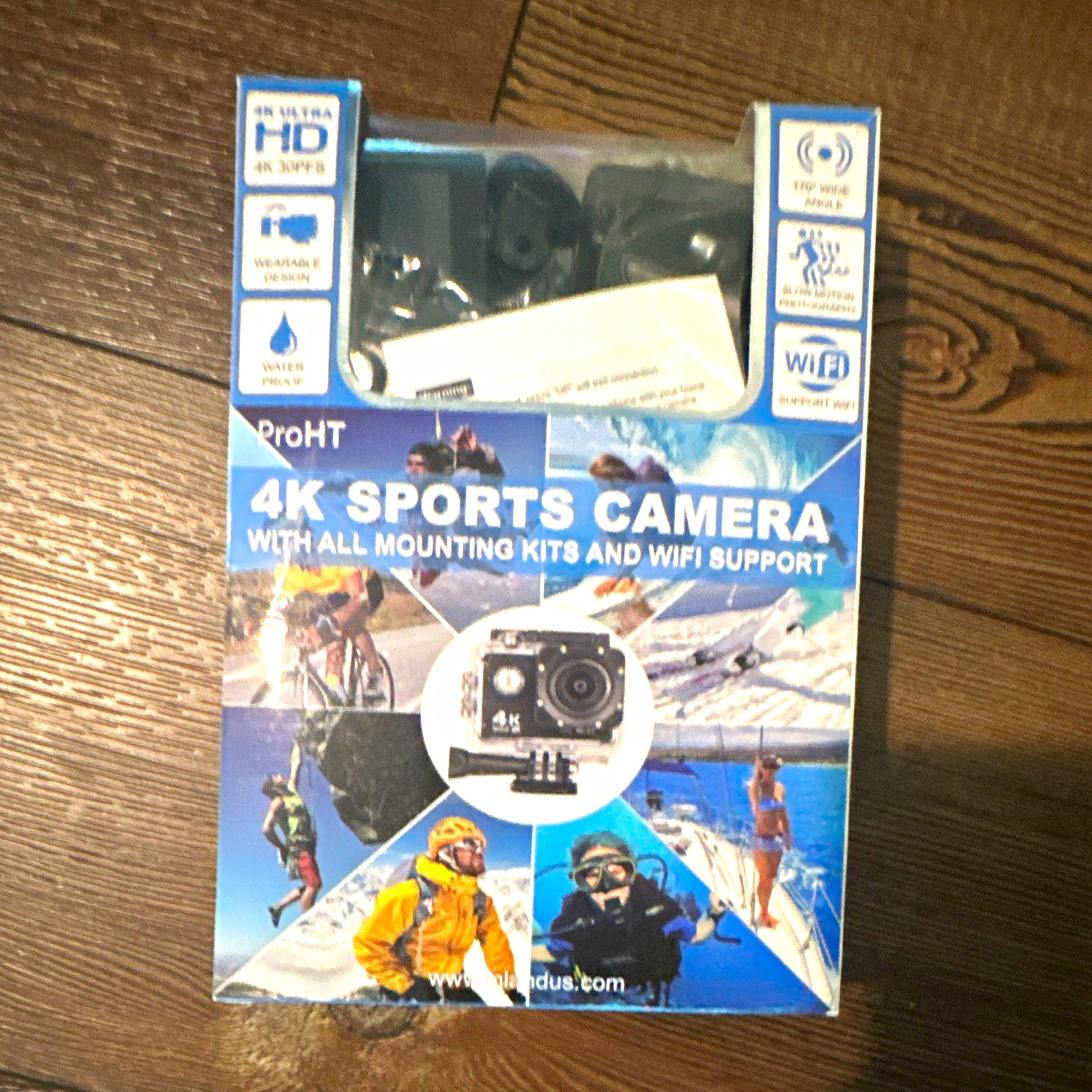 ProHT 4K Sports Action Camera 16MP Waterproof Wi-Fi White HDMI/USB 2in