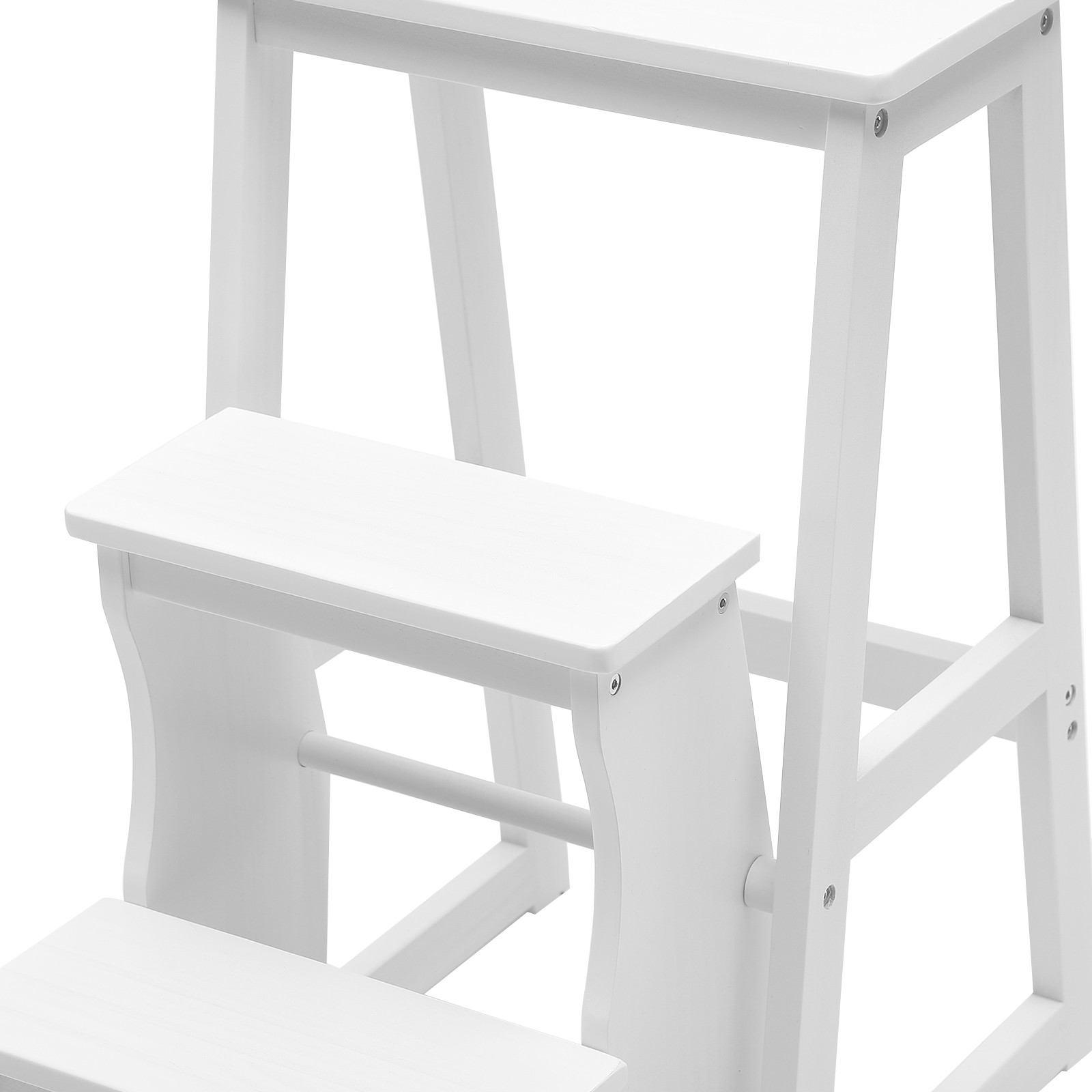White Ladder Chair 3-Levels Multifunctional Step Stool Foldable 120kg-Max. Load