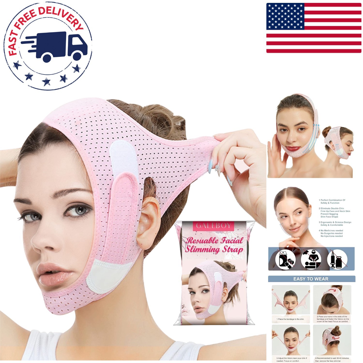 Jawline Enhancing Double Chin Strap - Lightweight and Easy-to-Clean Facial Wrap