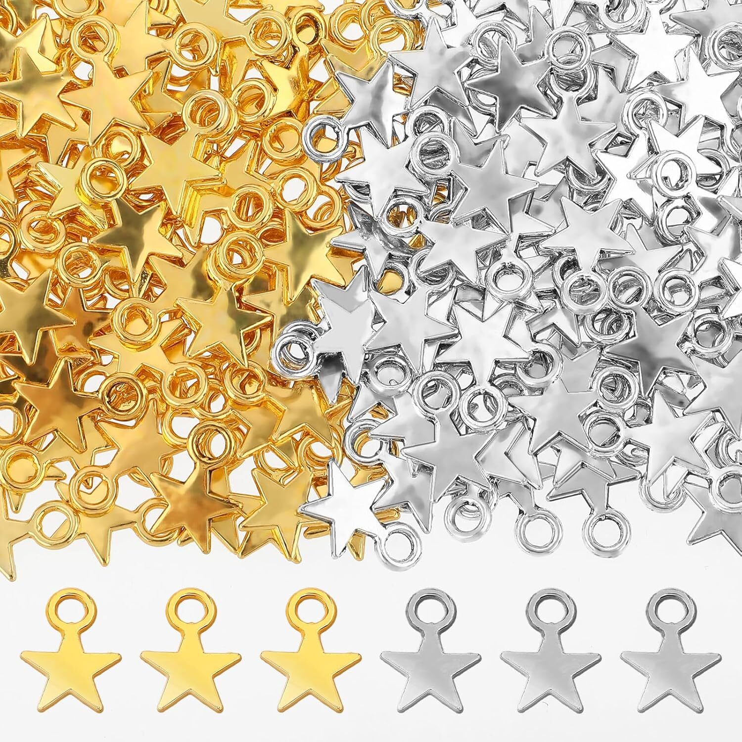 200Pcs Star Charms Pendant Mini Alloy Shape Charms...