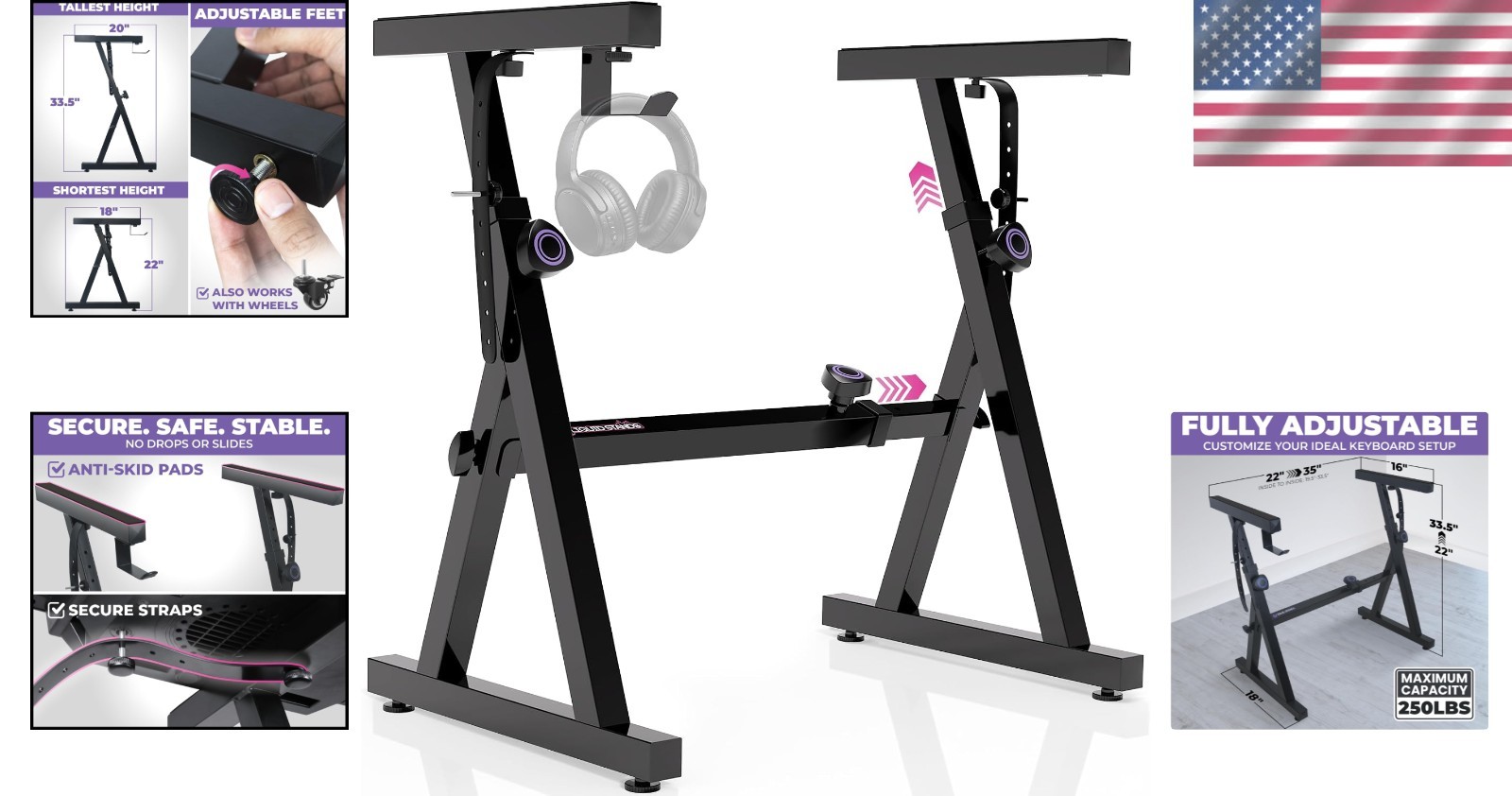 Portable Z Style Keyboard Stand - Adjustable & Sturdy