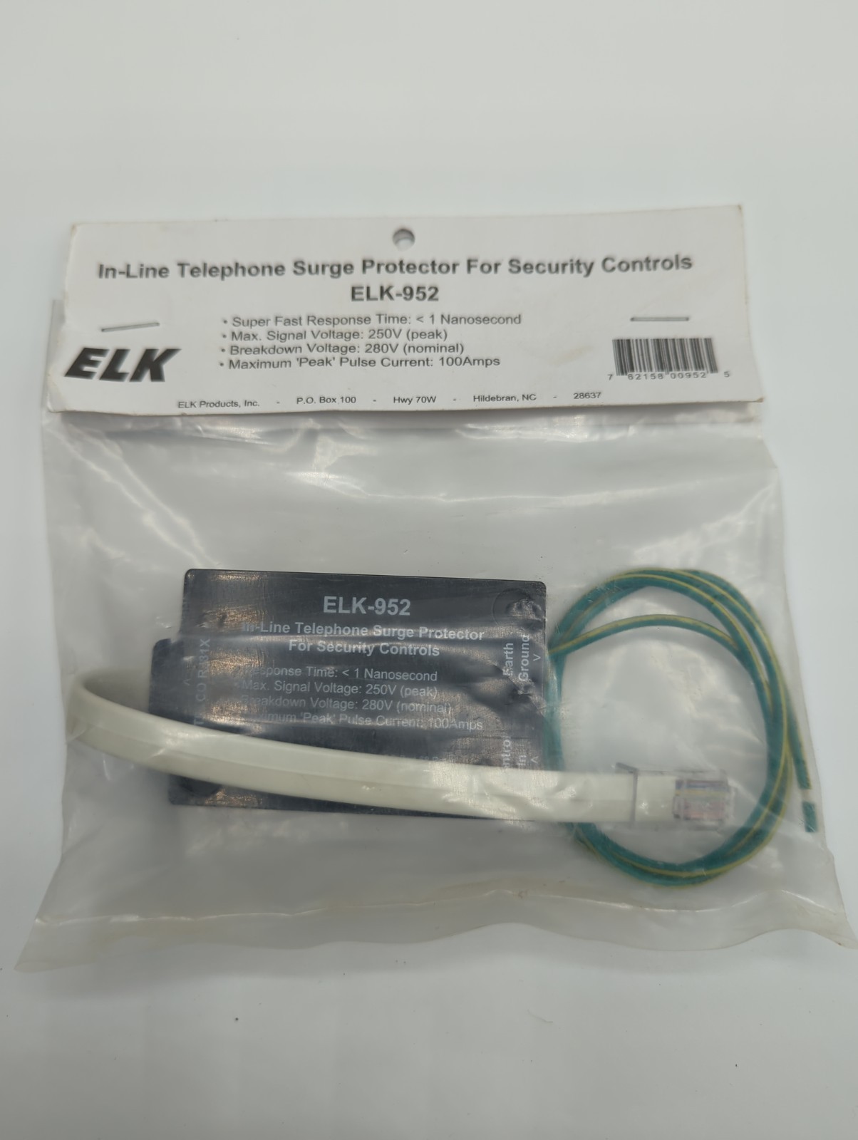 ELK-952 Home Alarm Security In-line Telephone Surge Protector Brand New