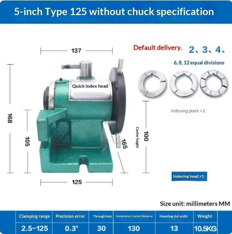 5 Inch 6 Inch Quick Indexing Head Milling Machine Universal Drilling Machine