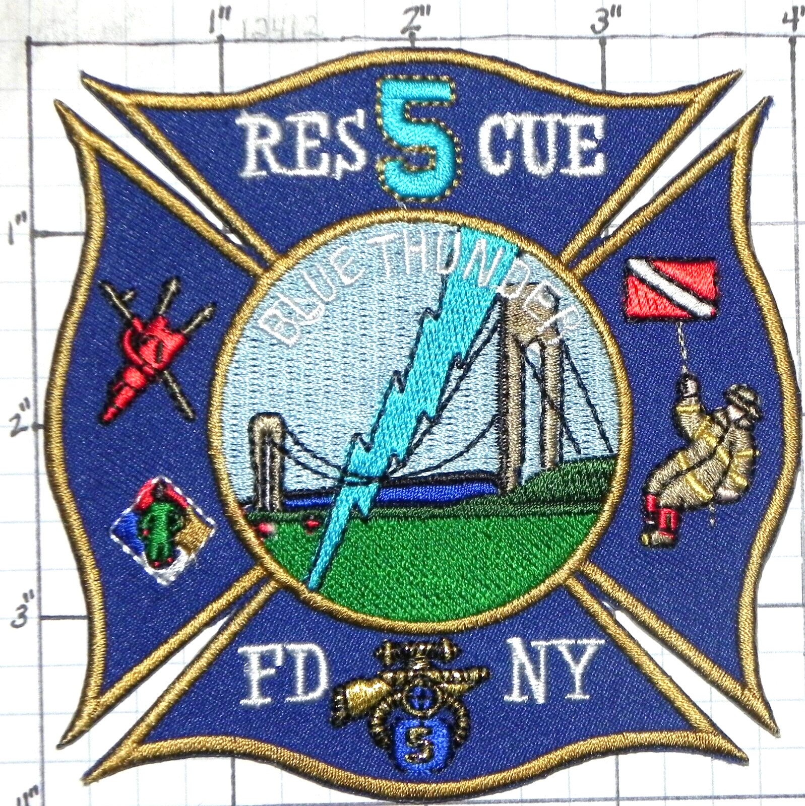 NEW YORK, RESCUE 5 BLUE THUNDER HAZMAT SCUBA FIRE DEPT PATCH