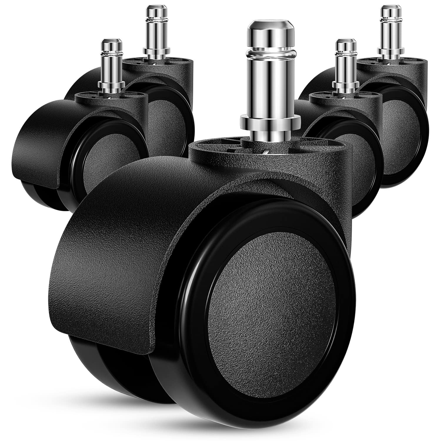 Office Chair Wheels Replacement, 5 Pcs 2 Inch 2 inches, Black